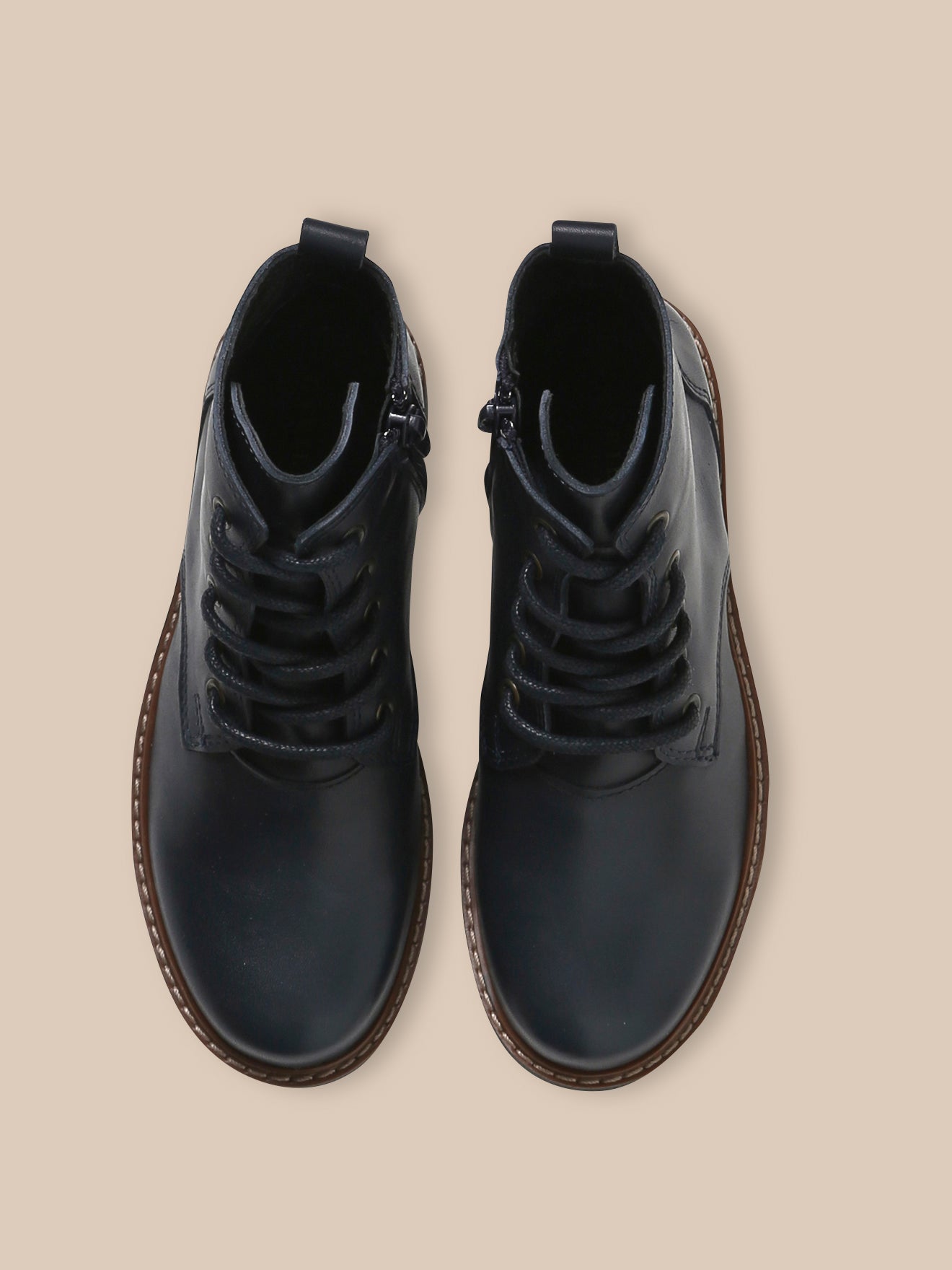 Leren meisjesbottines met vetersluiting