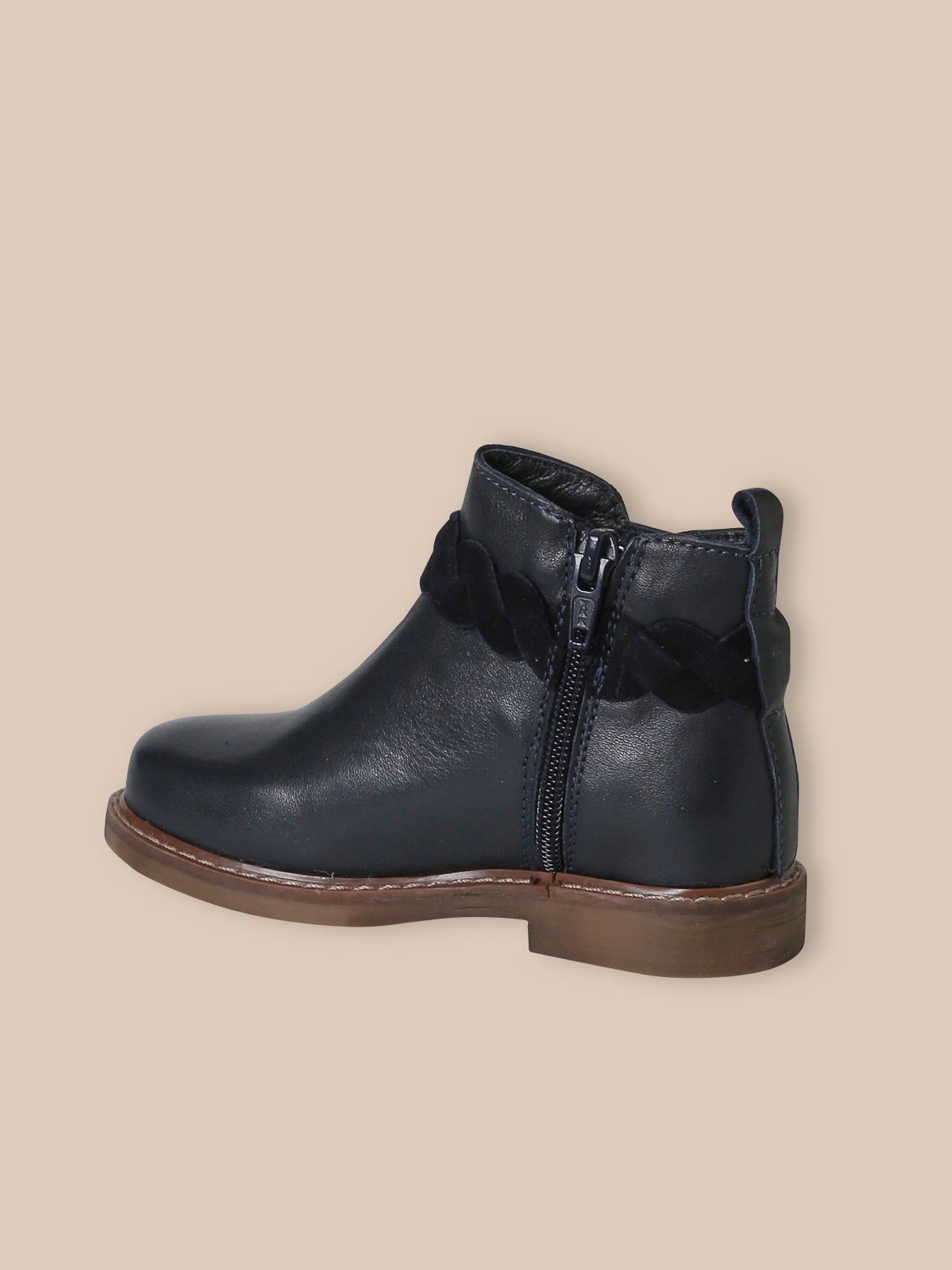 Leren meisjesboots met vlechtwerk