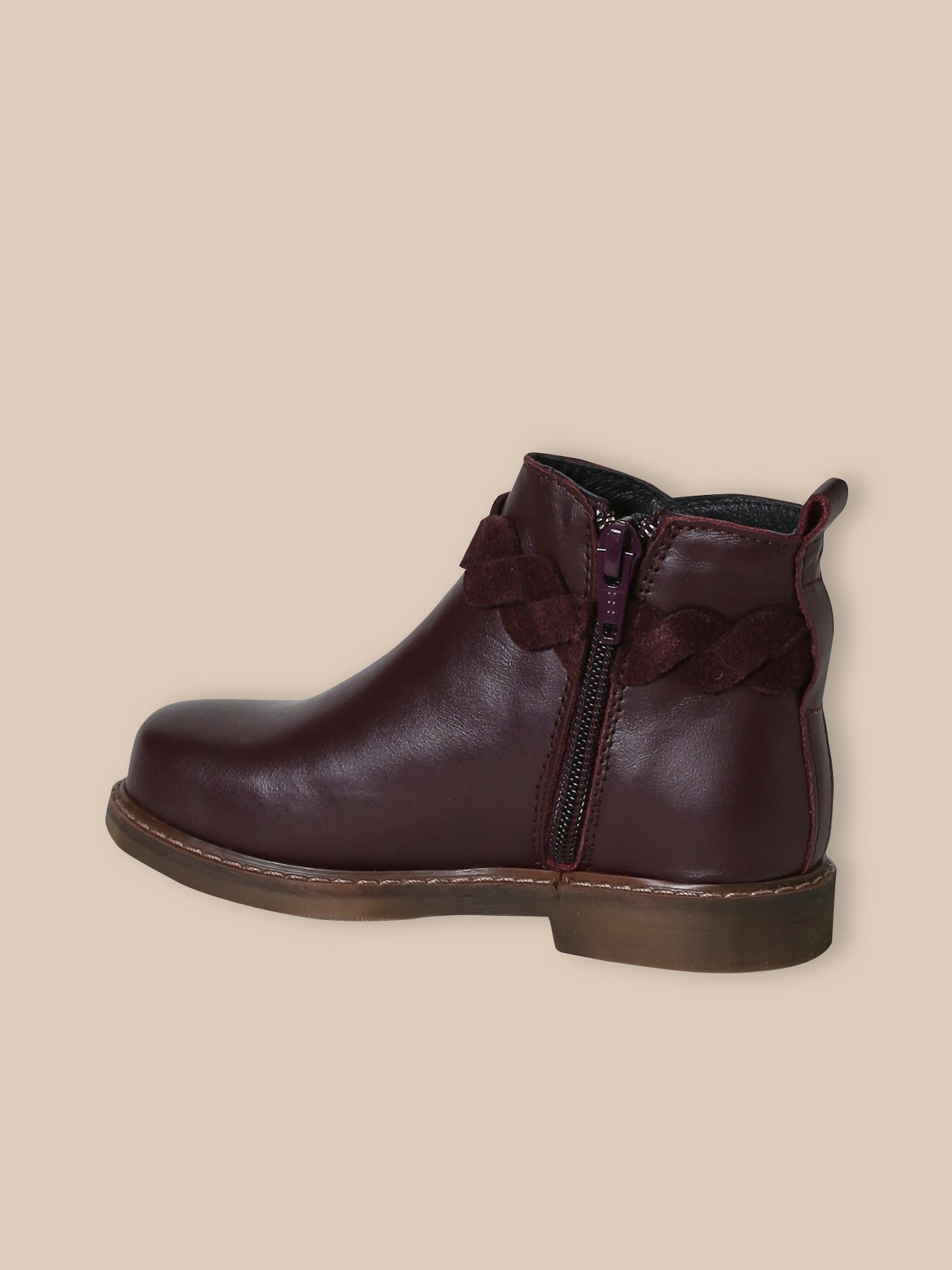 Leren meisjesboots met vlechtwerk