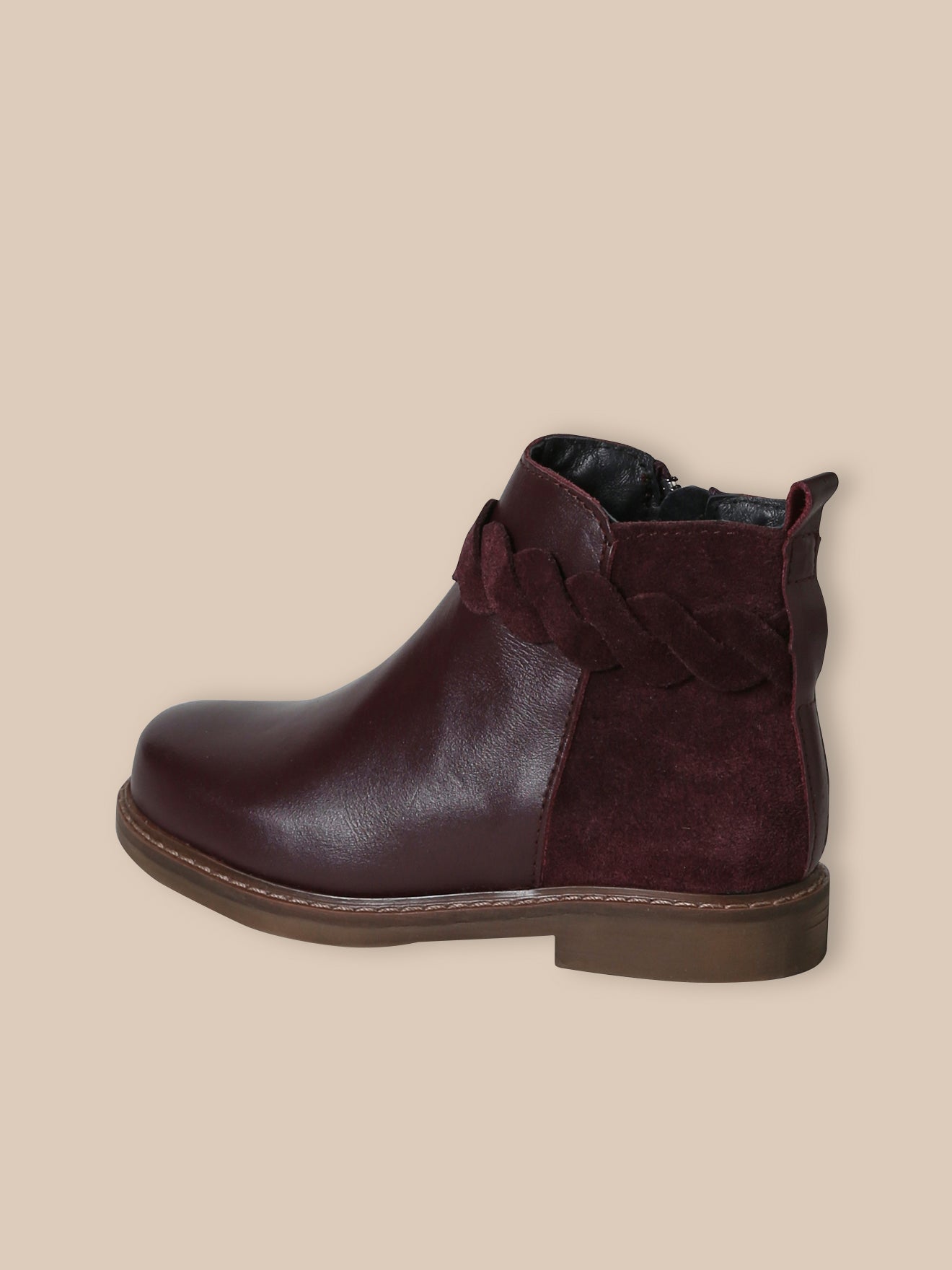 Leren meisjesboots met vlechtwerk
