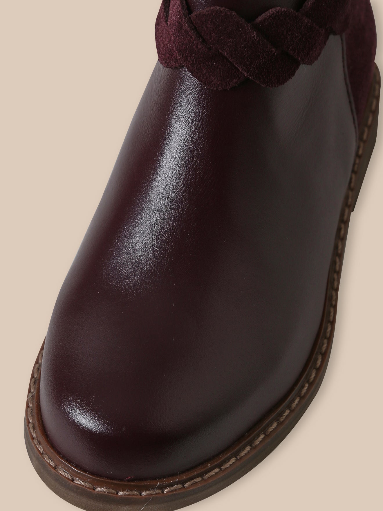 Leren meisjesboots met vlechtwerk