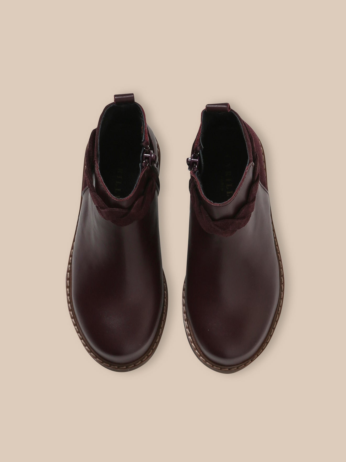 Leren meisjesboots met vlechtwerk