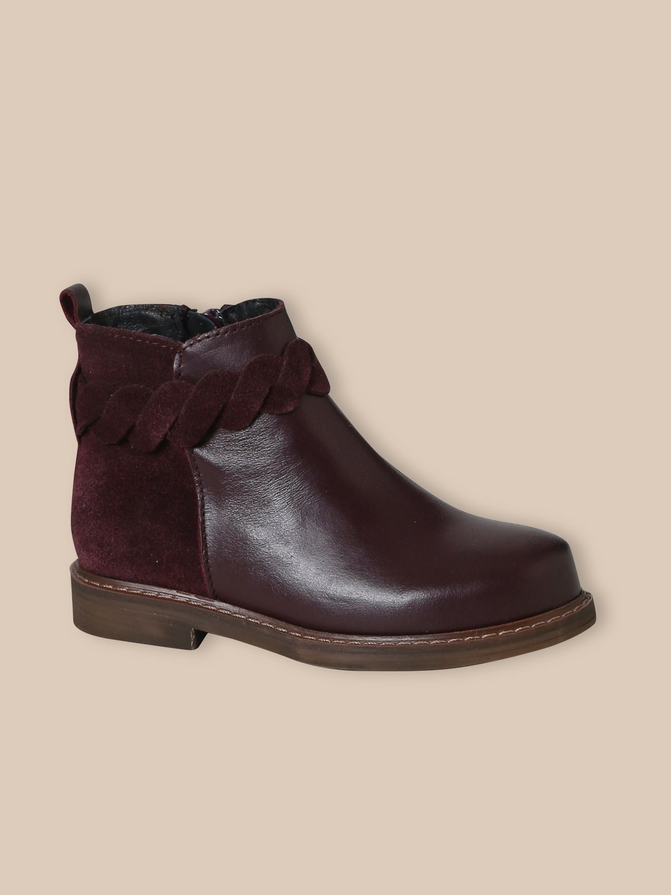 Leren meisjesboots met vlechtwerk