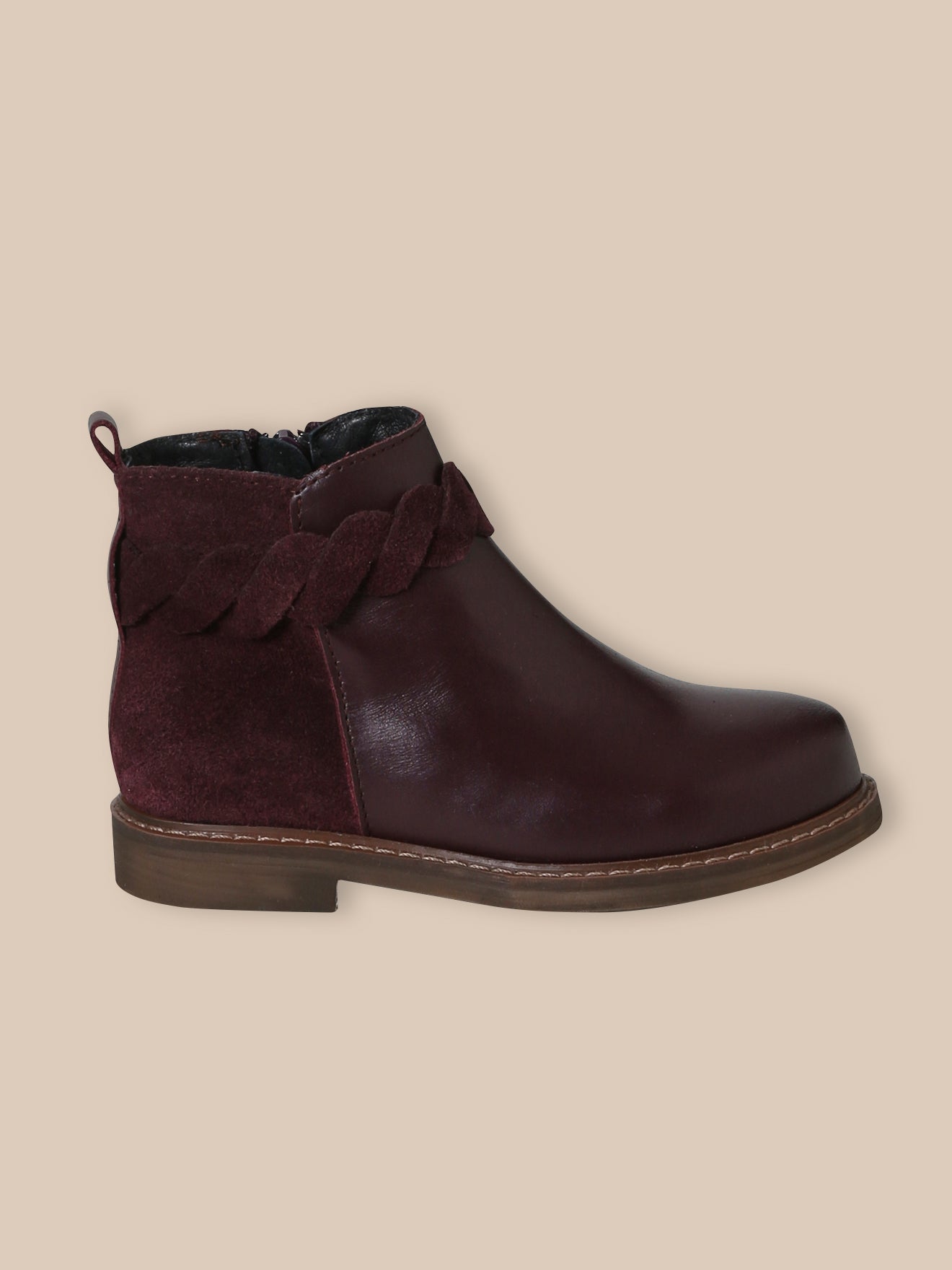 Leren meisjesboots met vlechtwerk