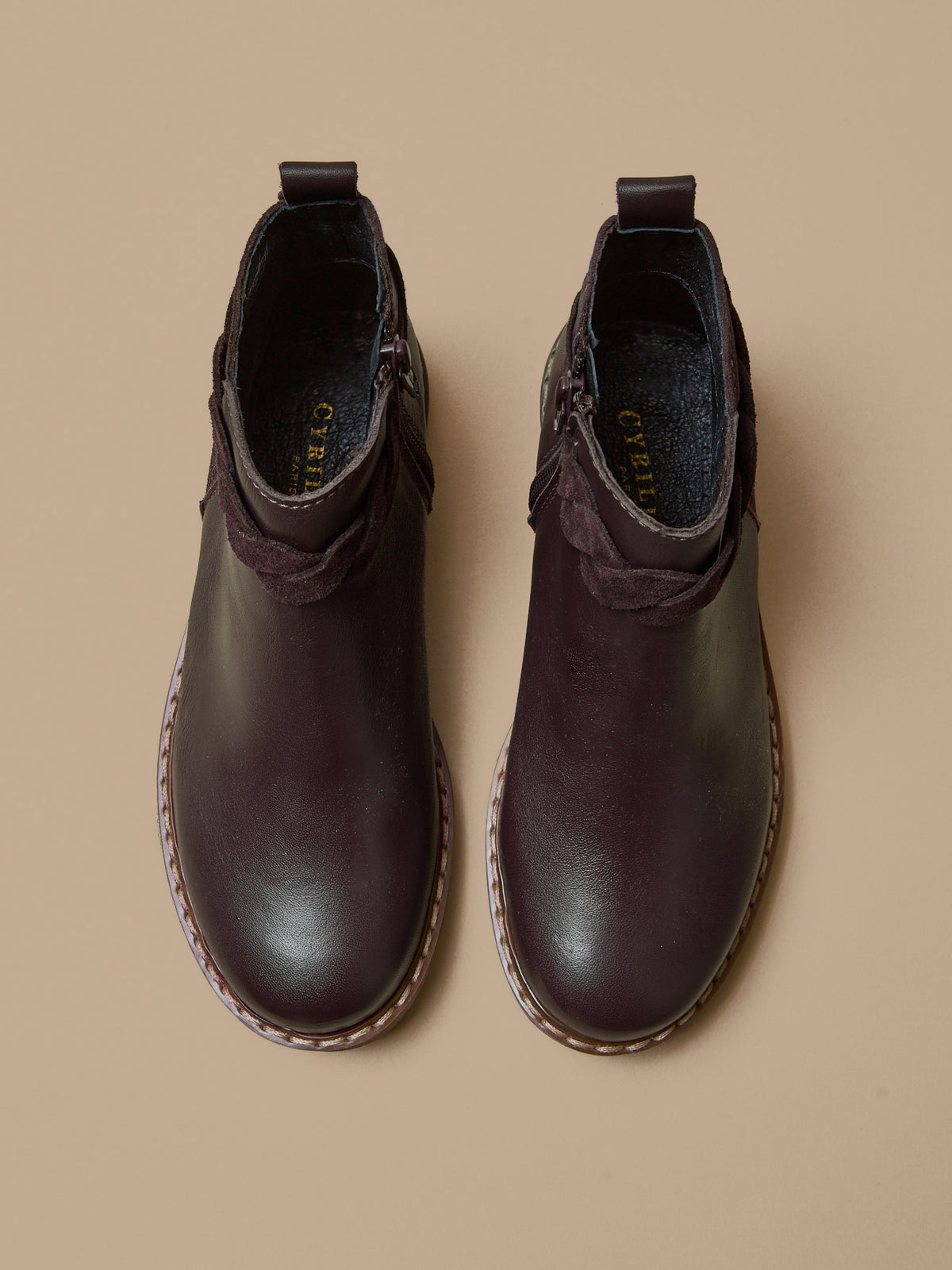 Leren meisjesboots met vlechtwerk