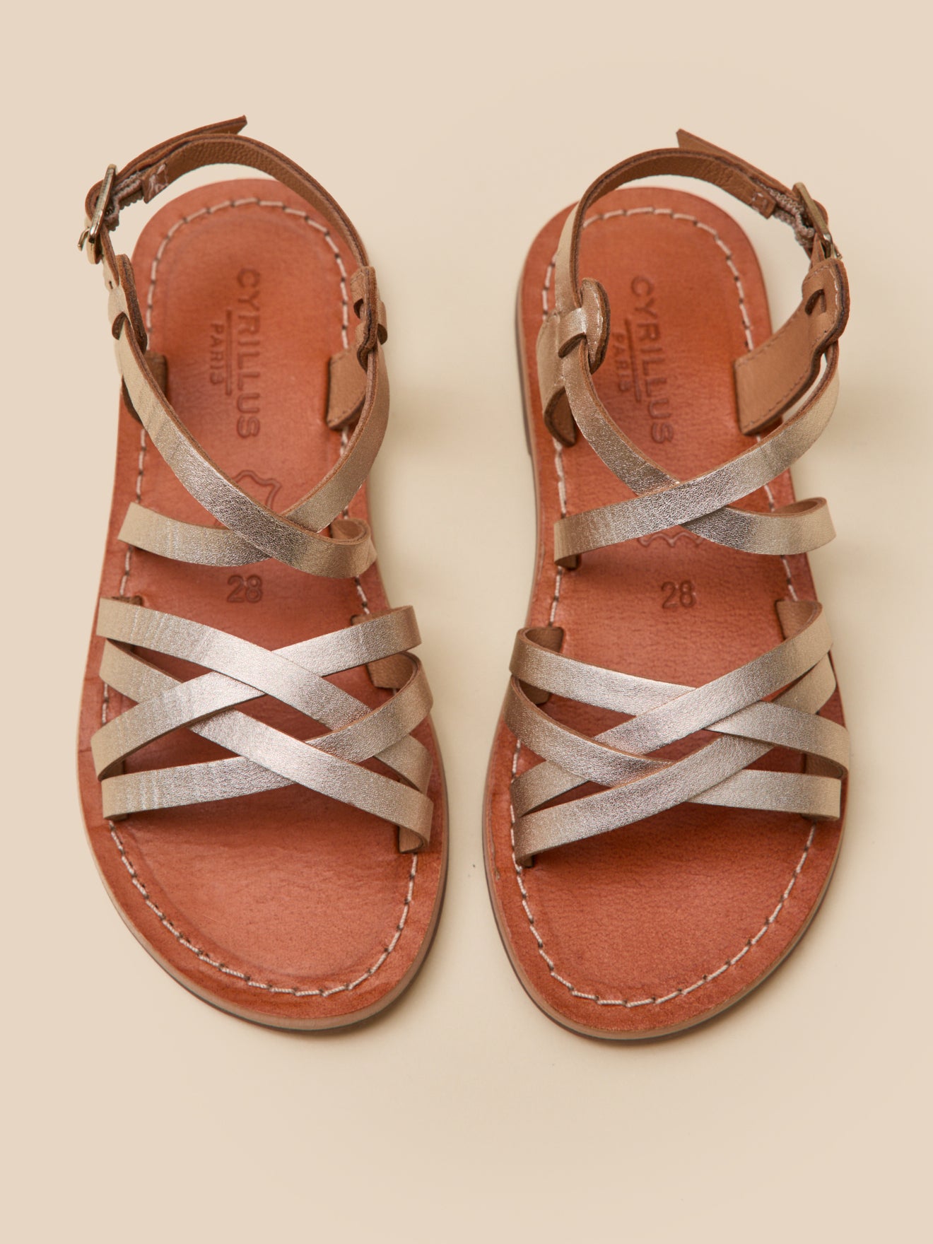 Sandales dorées Fille en cuir