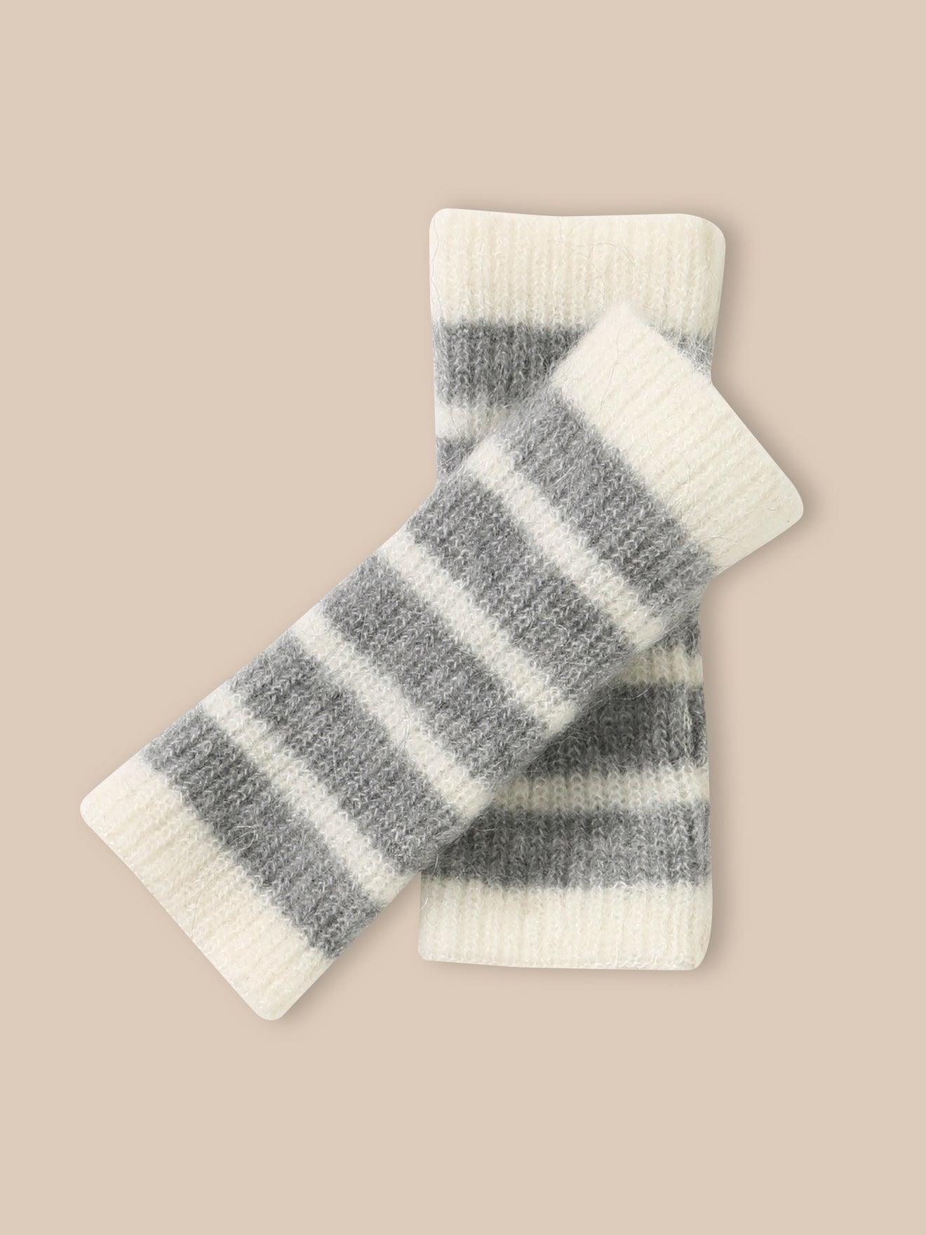 Gestreepte meisjesmitaines in wol en mohair