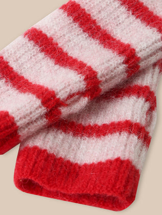 Gestreepte meisjesmitaines in wol en mohair
