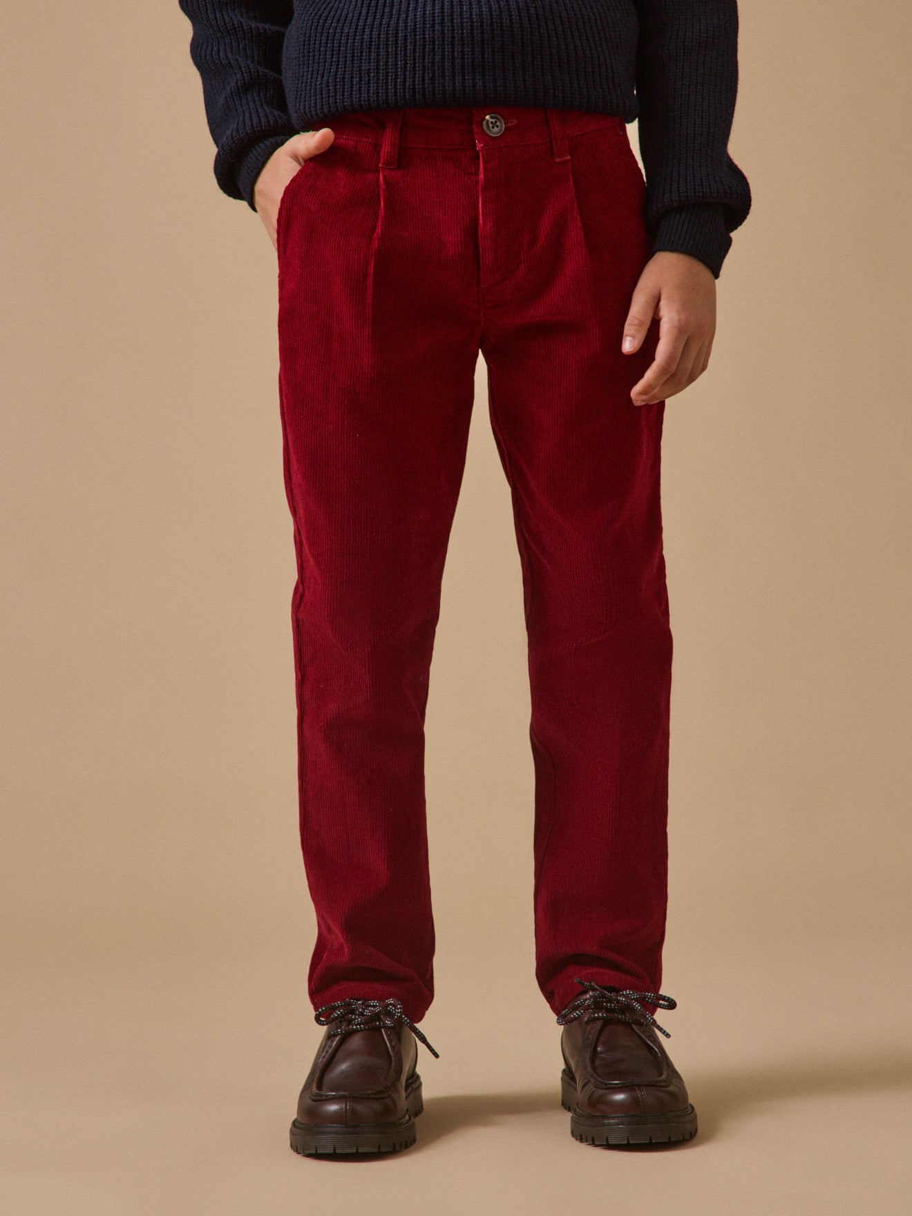 Chino fit jongensbroek in velours