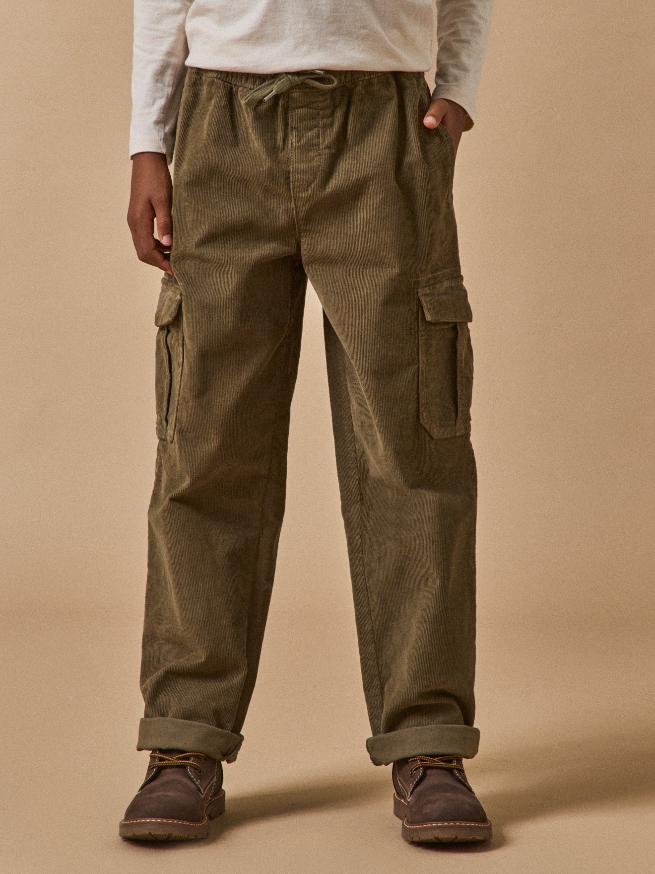 Cargo fit jongensbroek in velours