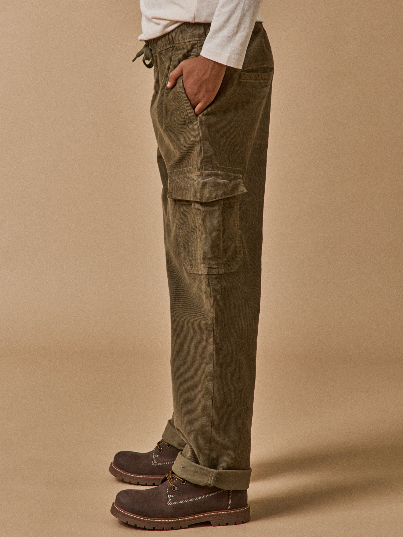 Cargo fit jongensbroek in velours