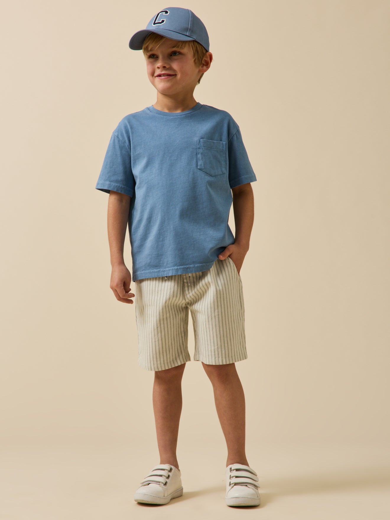 Jongensbermuda in oxfordstof