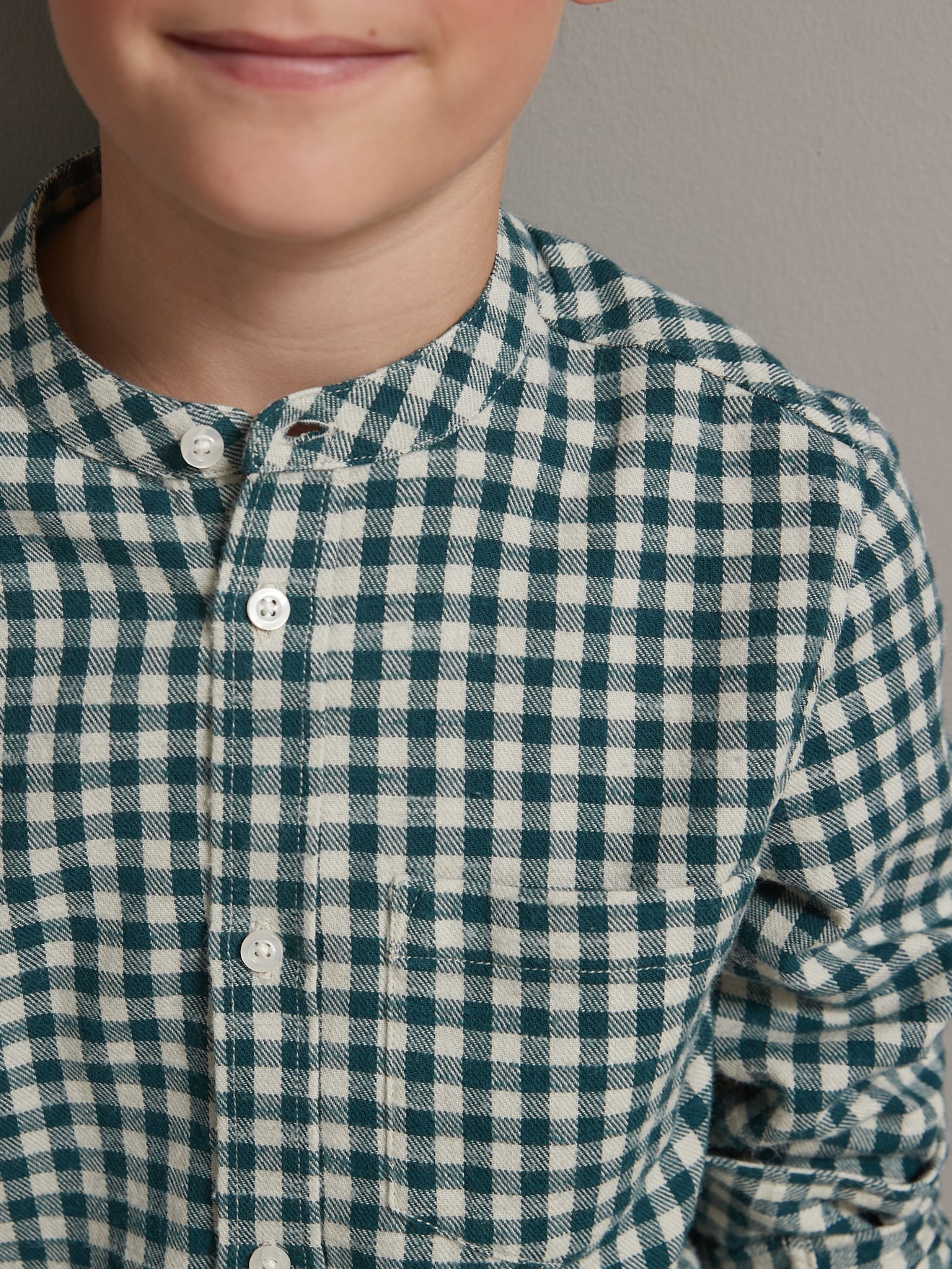 Chemise vichy Garçon col mao