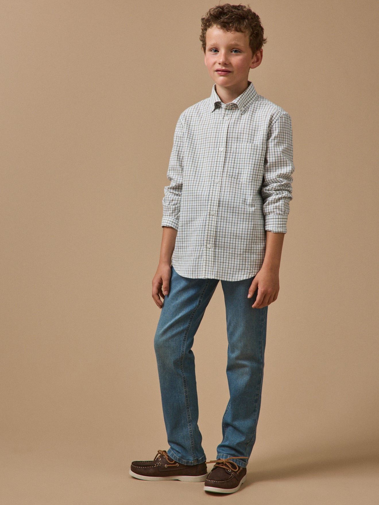 Jongenshemd met tattersall-ruitmotief