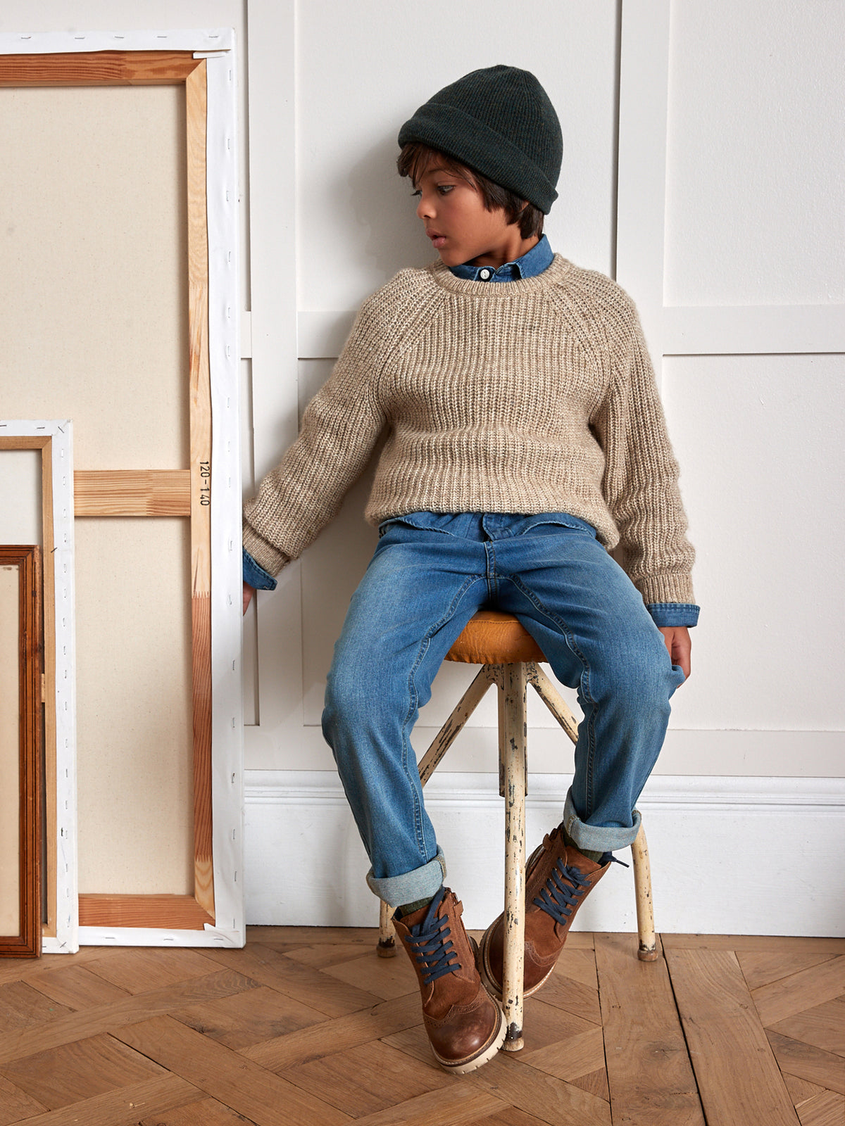 Jongenstrui in pareltricot
