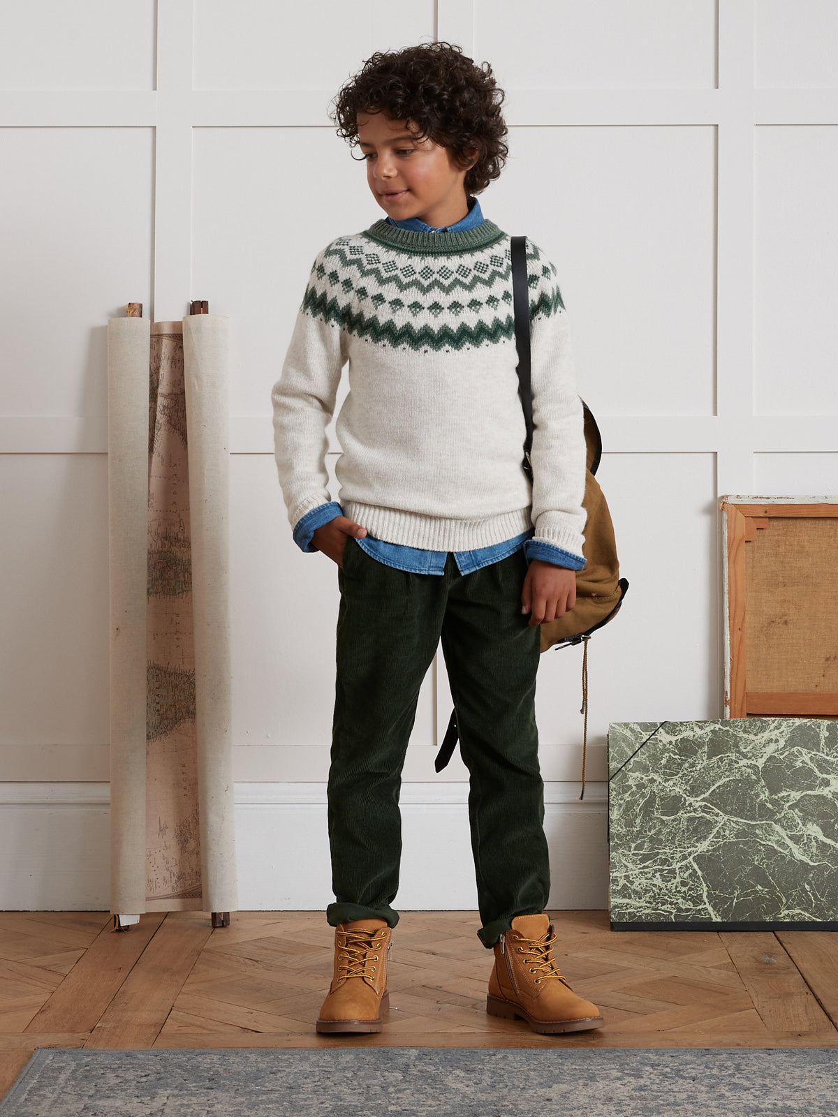 Family jongenstrui met jacquard