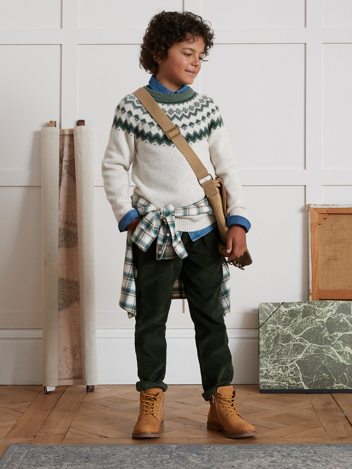Family jongenstrui met jacquard