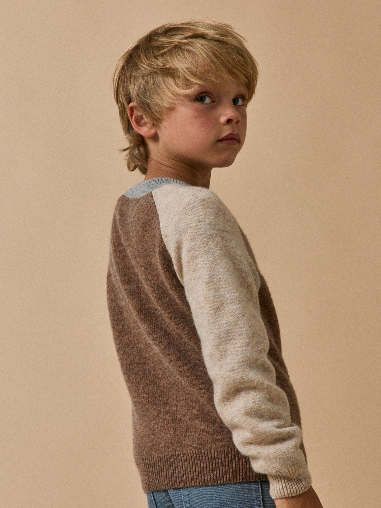 Wollen colorblock jongenstrui