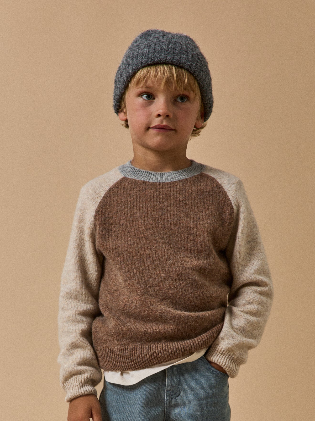Wollen colorblock jongenstrui