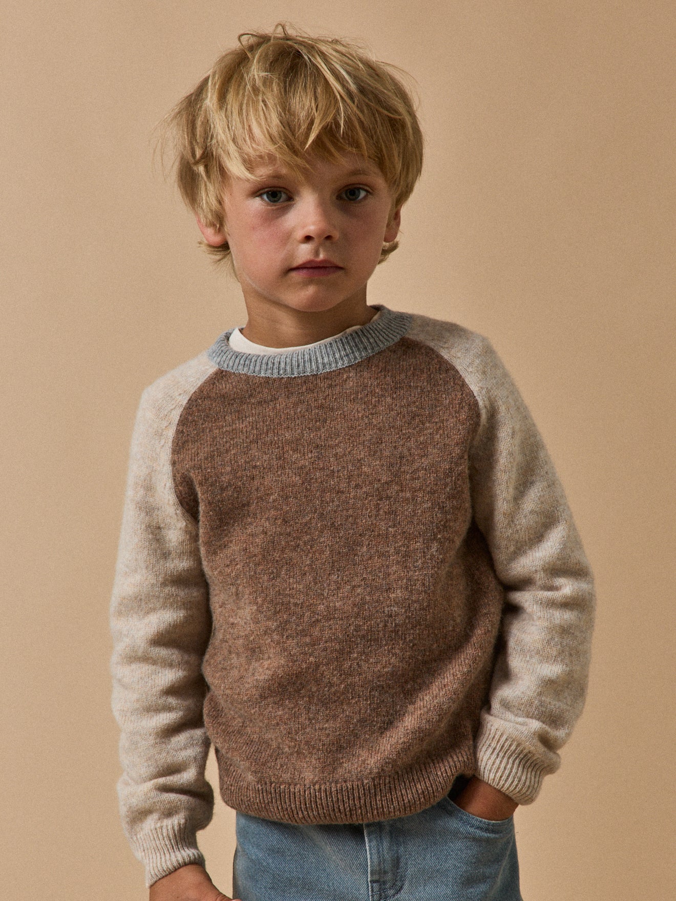Wollen colorblock jongenstrui