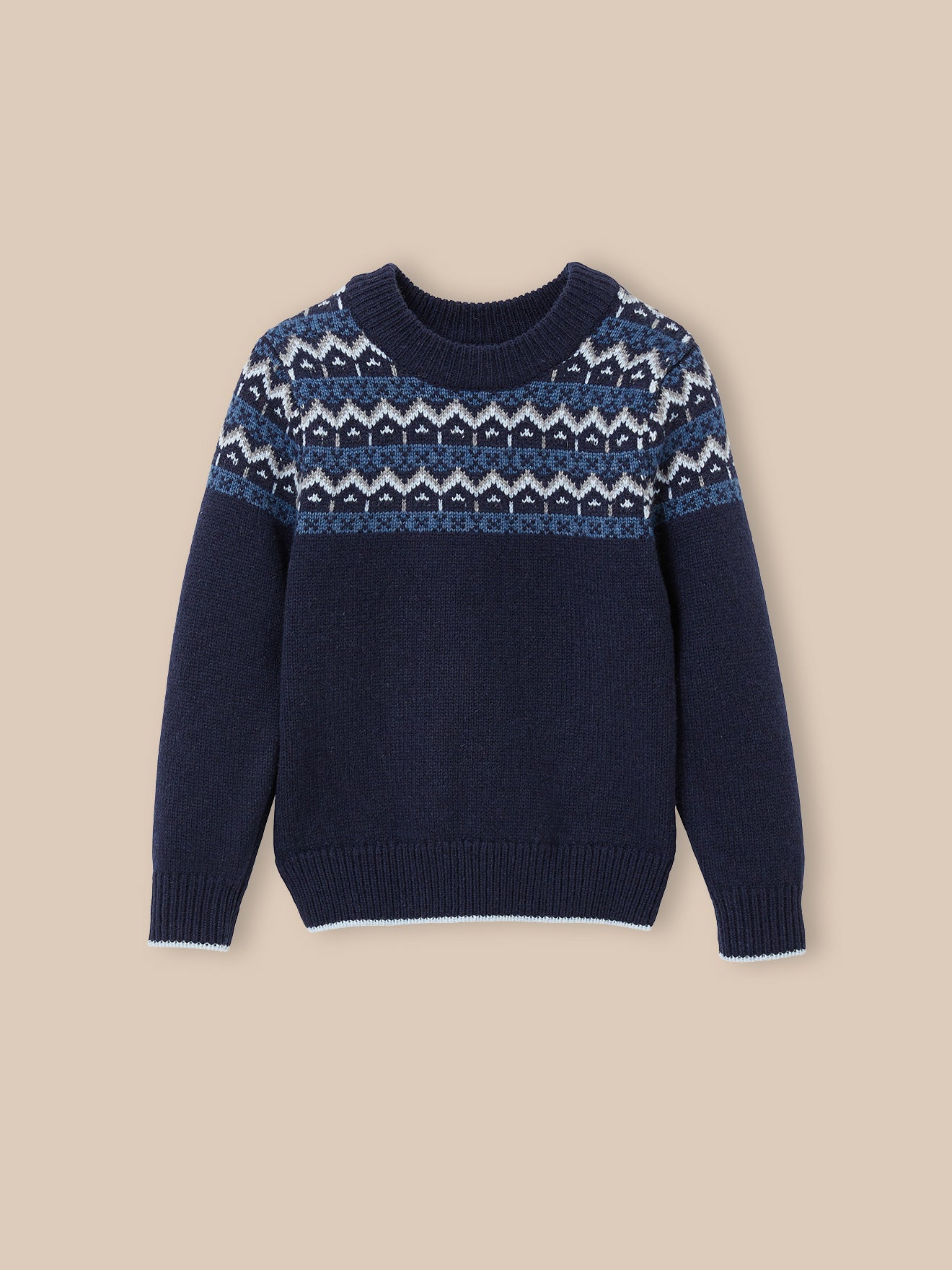 Jongenstrui in lamswol met jacquard