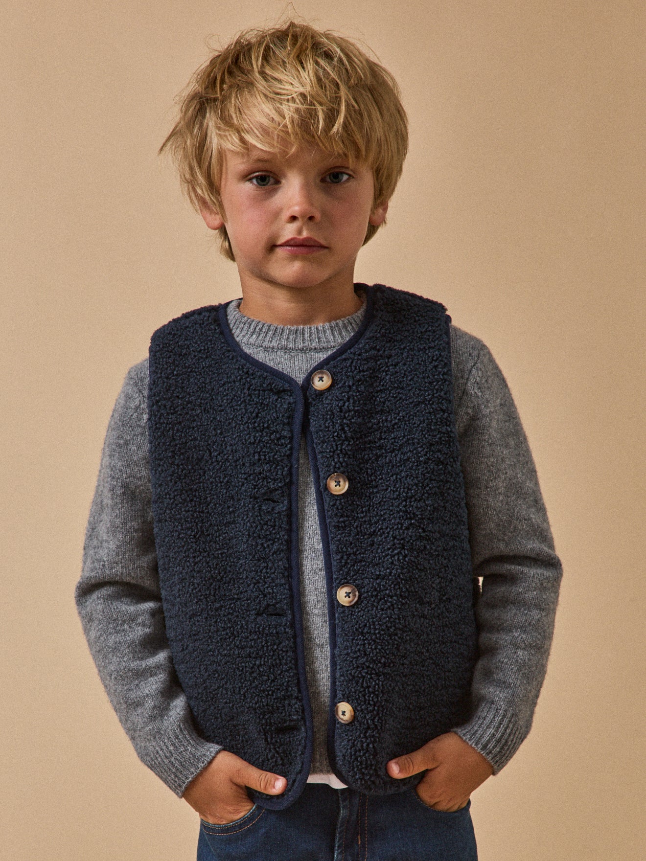 Veste sans manches en sherpa Garçon