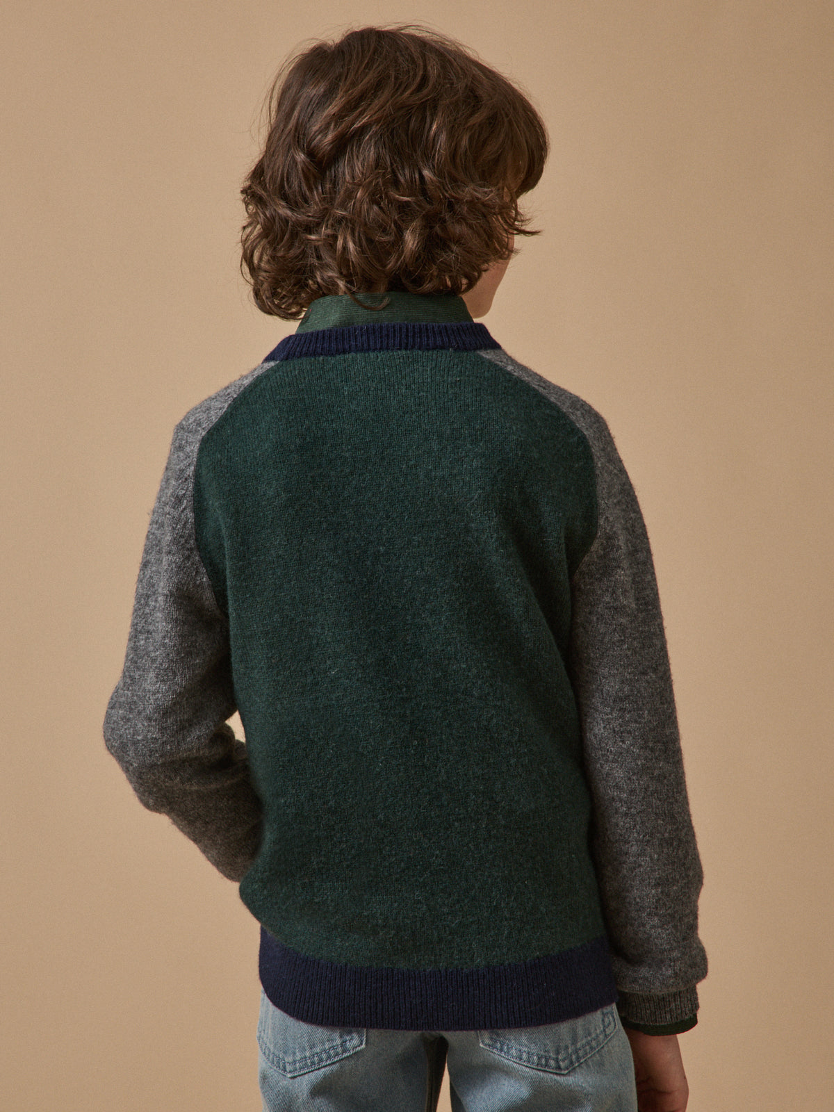 Wollen jongenstrui met color block