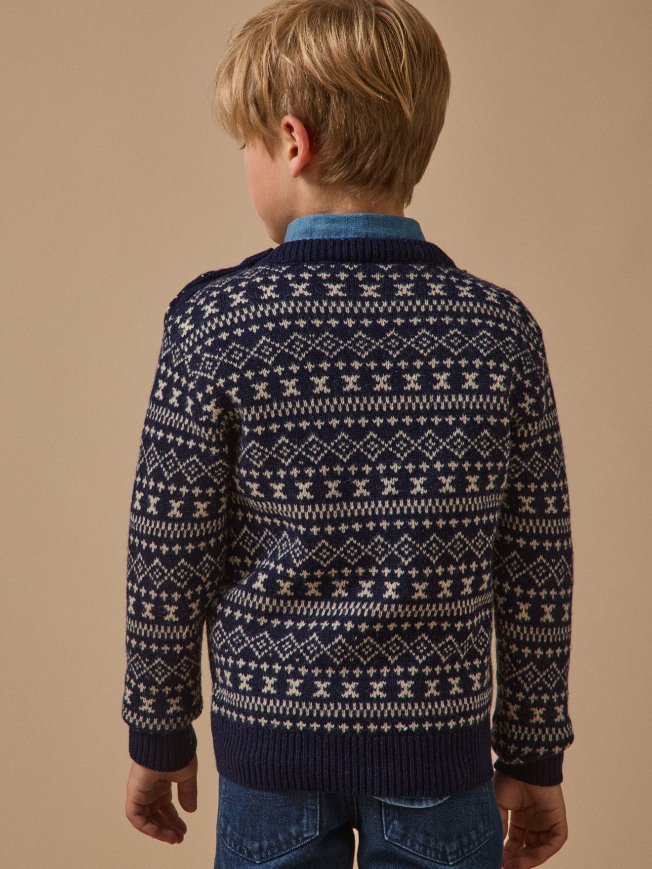 Wollen jongenstrui met jacquard