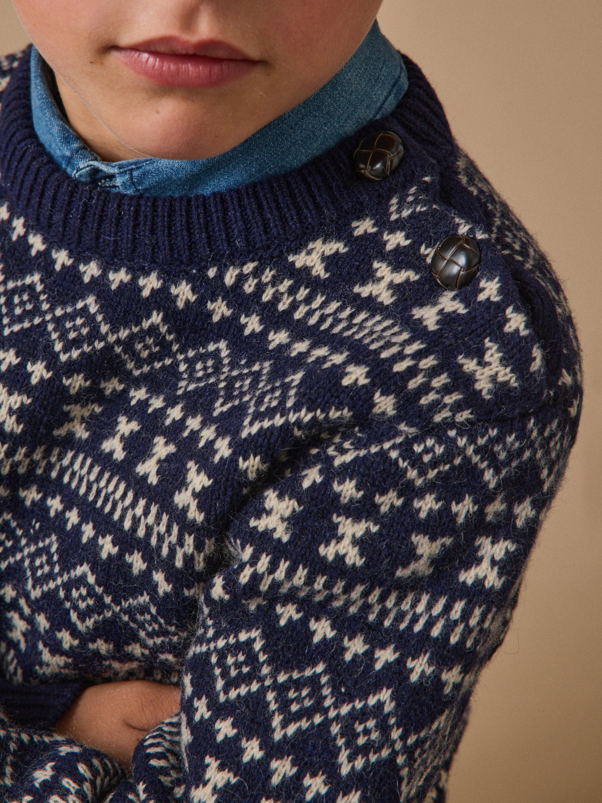 Wollen jongenstrui met jacquard