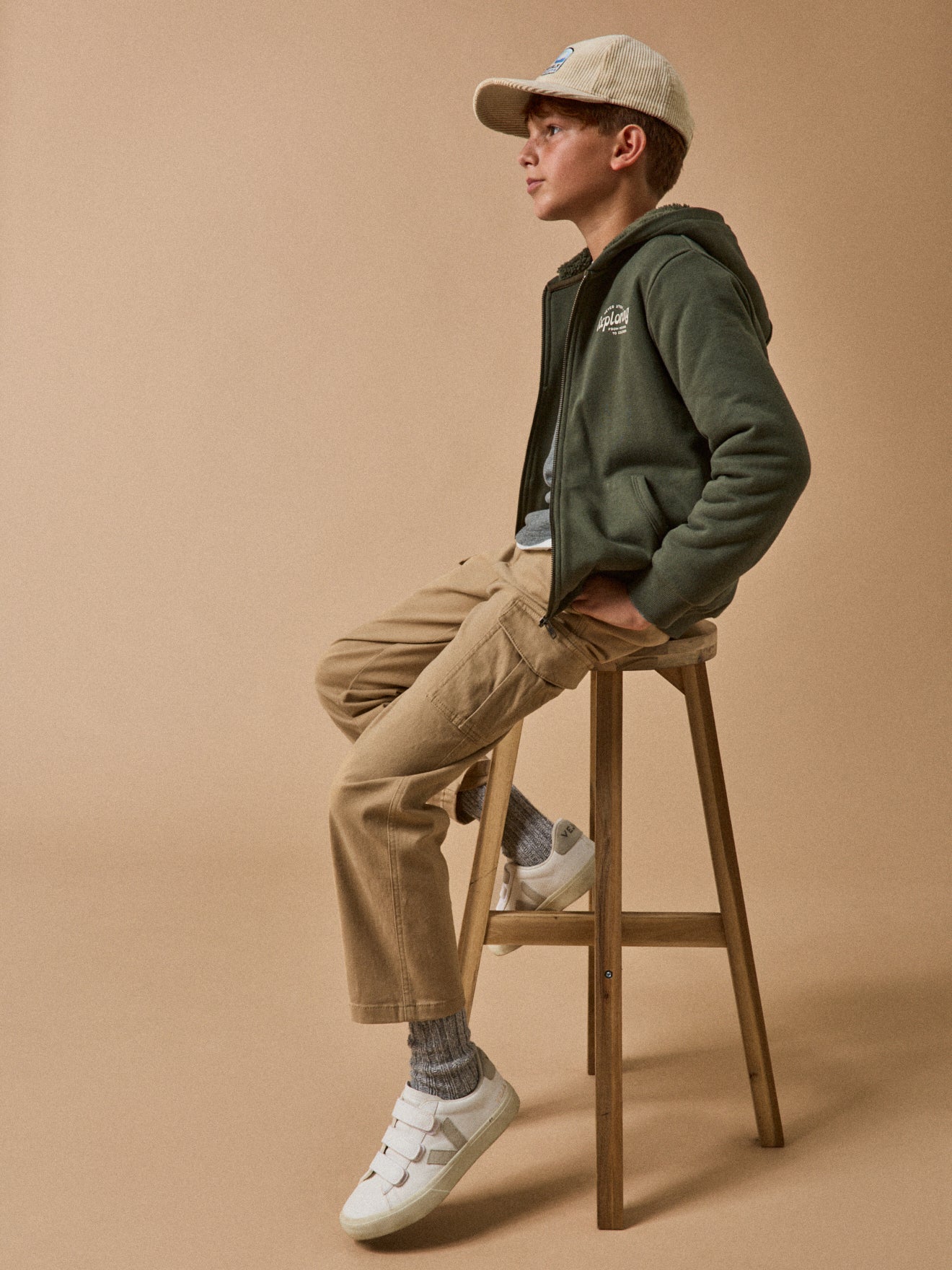 Jongenscardigan met rits en sherpavoering