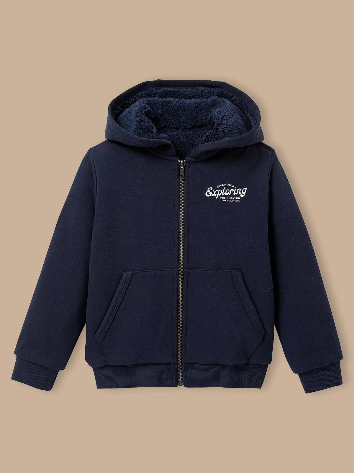 Sweat zippé doublé sherpa Garçon