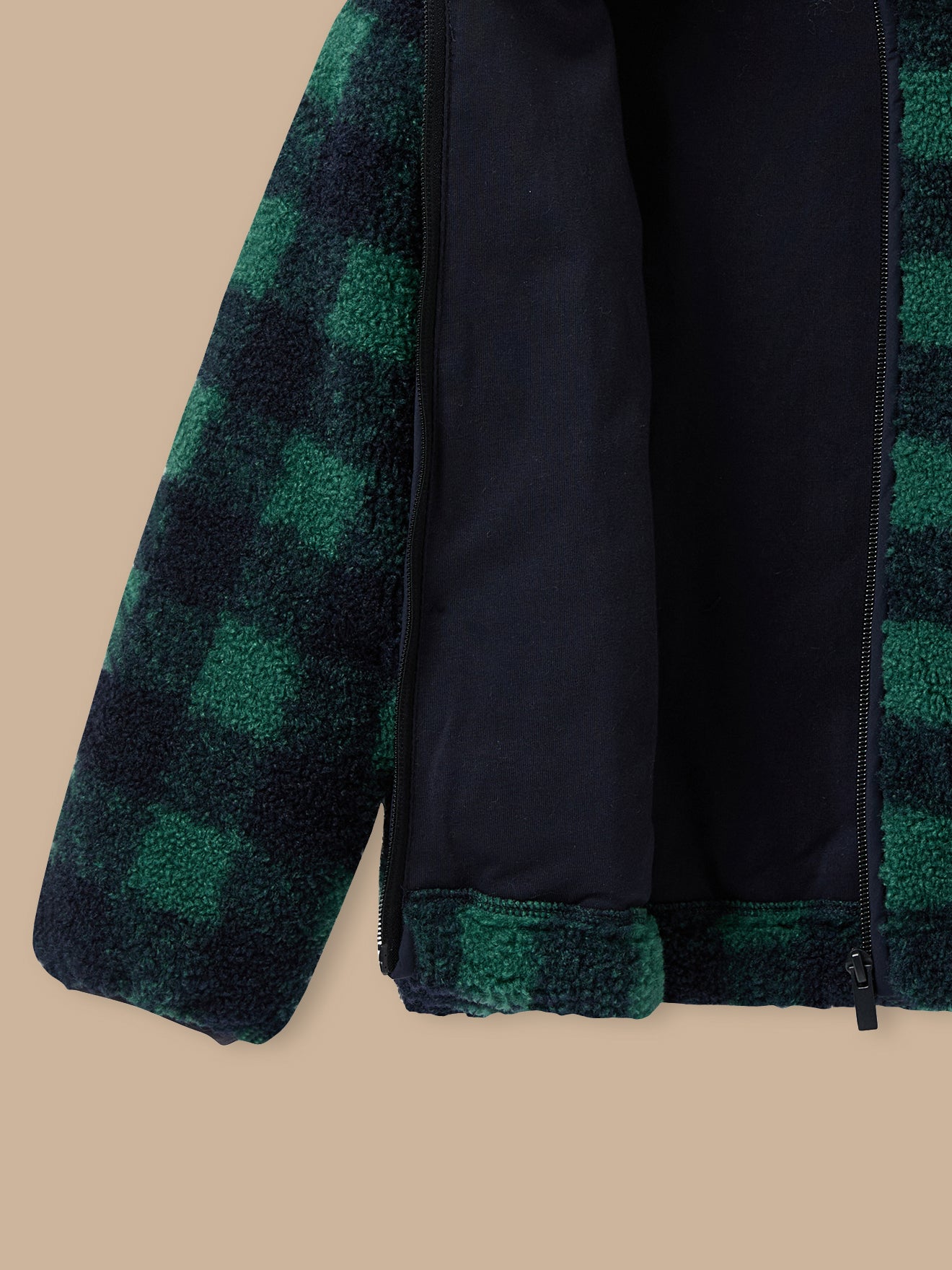 Geruite sherpa jas voor jongens