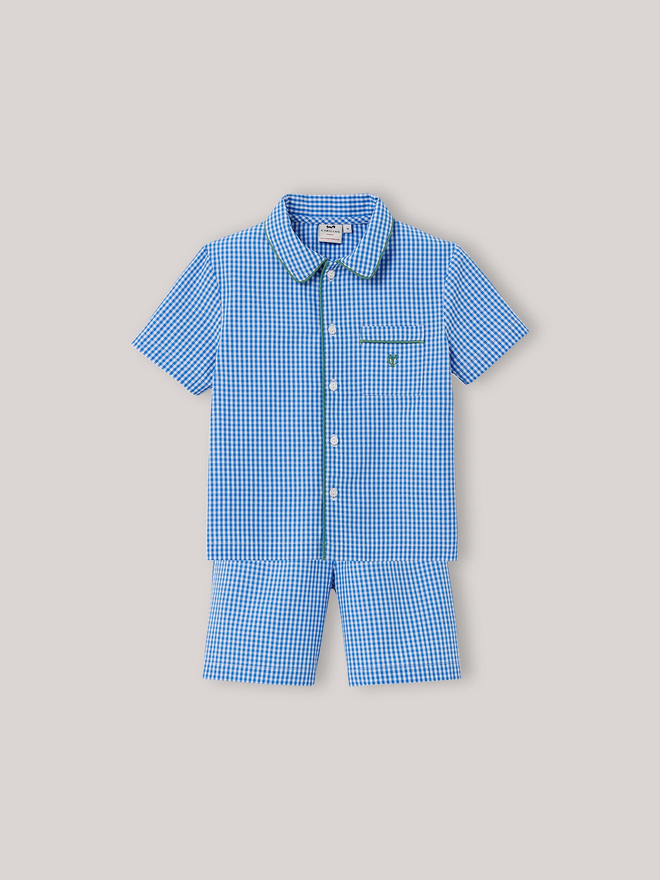 Jongensshortama met vichymotief