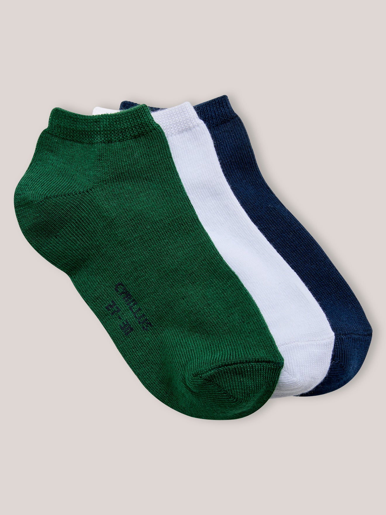 Socquettes unies par lot de 3 garçon