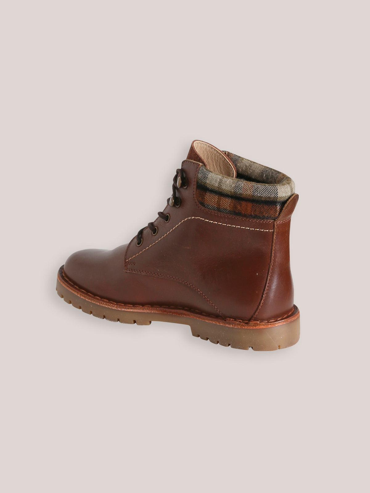 Leren jongensbottines met geruite enkelrand