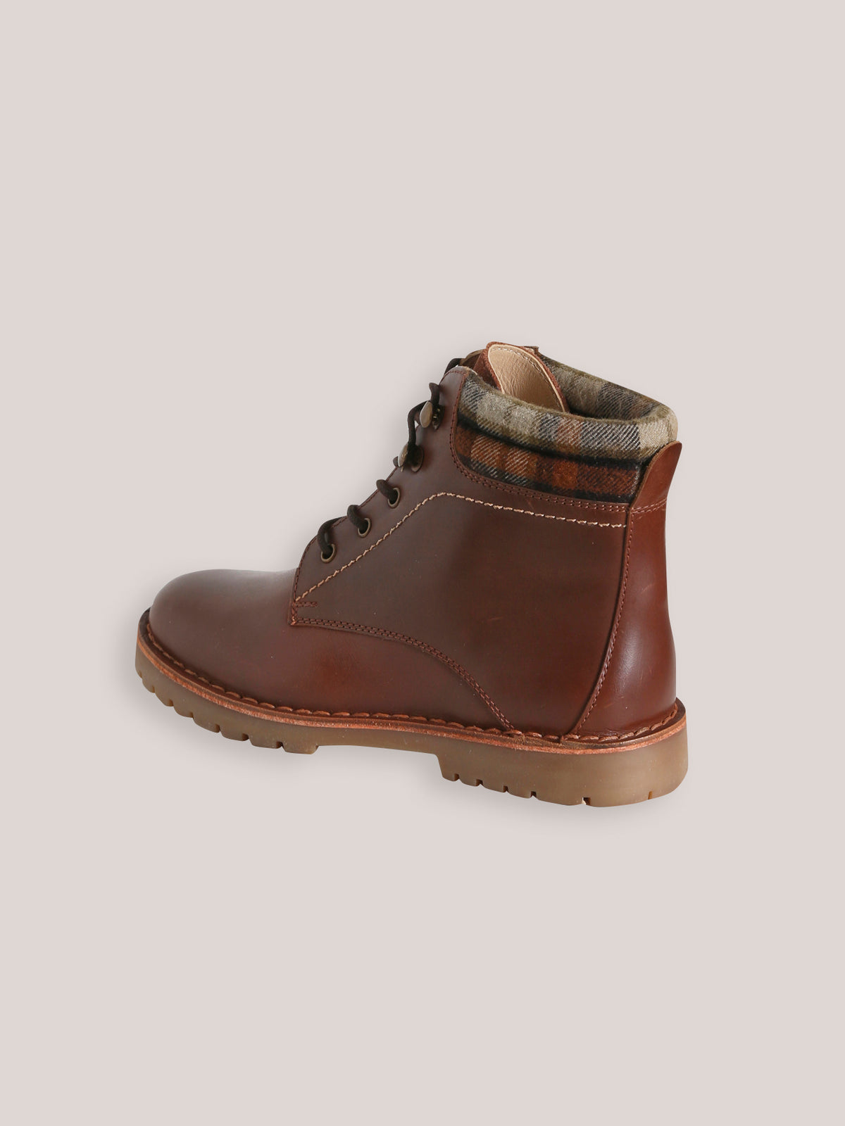 Leren jongensbottines met geruite enkelrand