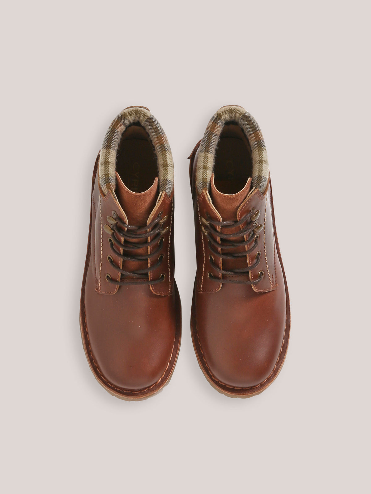 Leren jongensbottines met geruite enkelrand