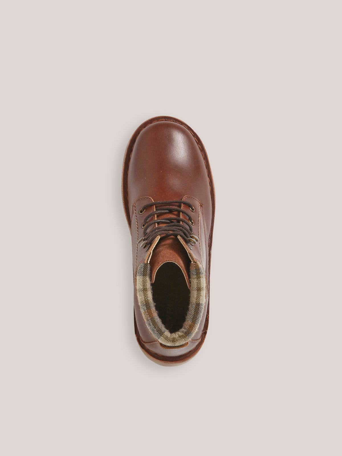 Leren jongensbottines met geruite enkelrand