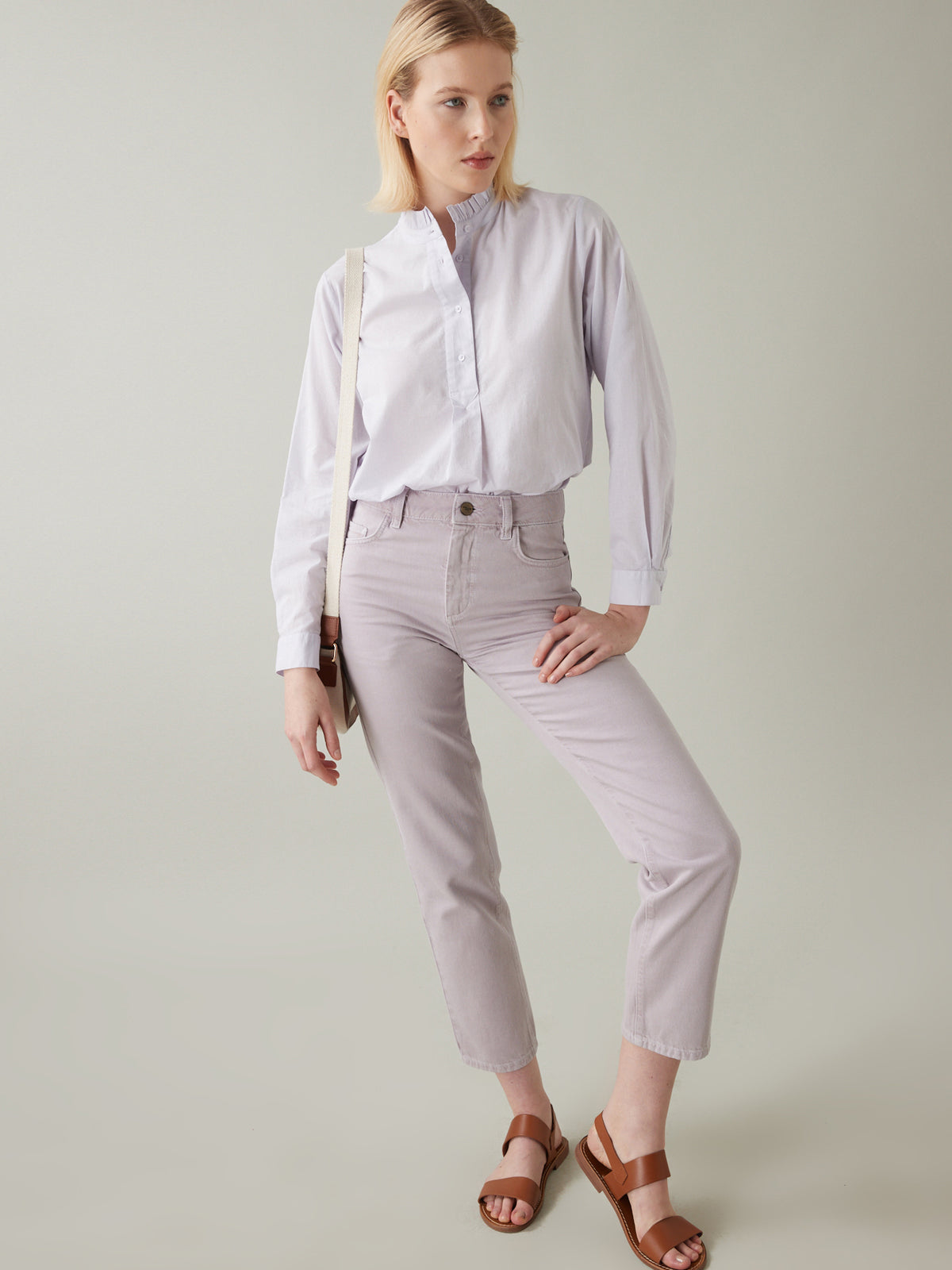 Blouse col froufrou femme