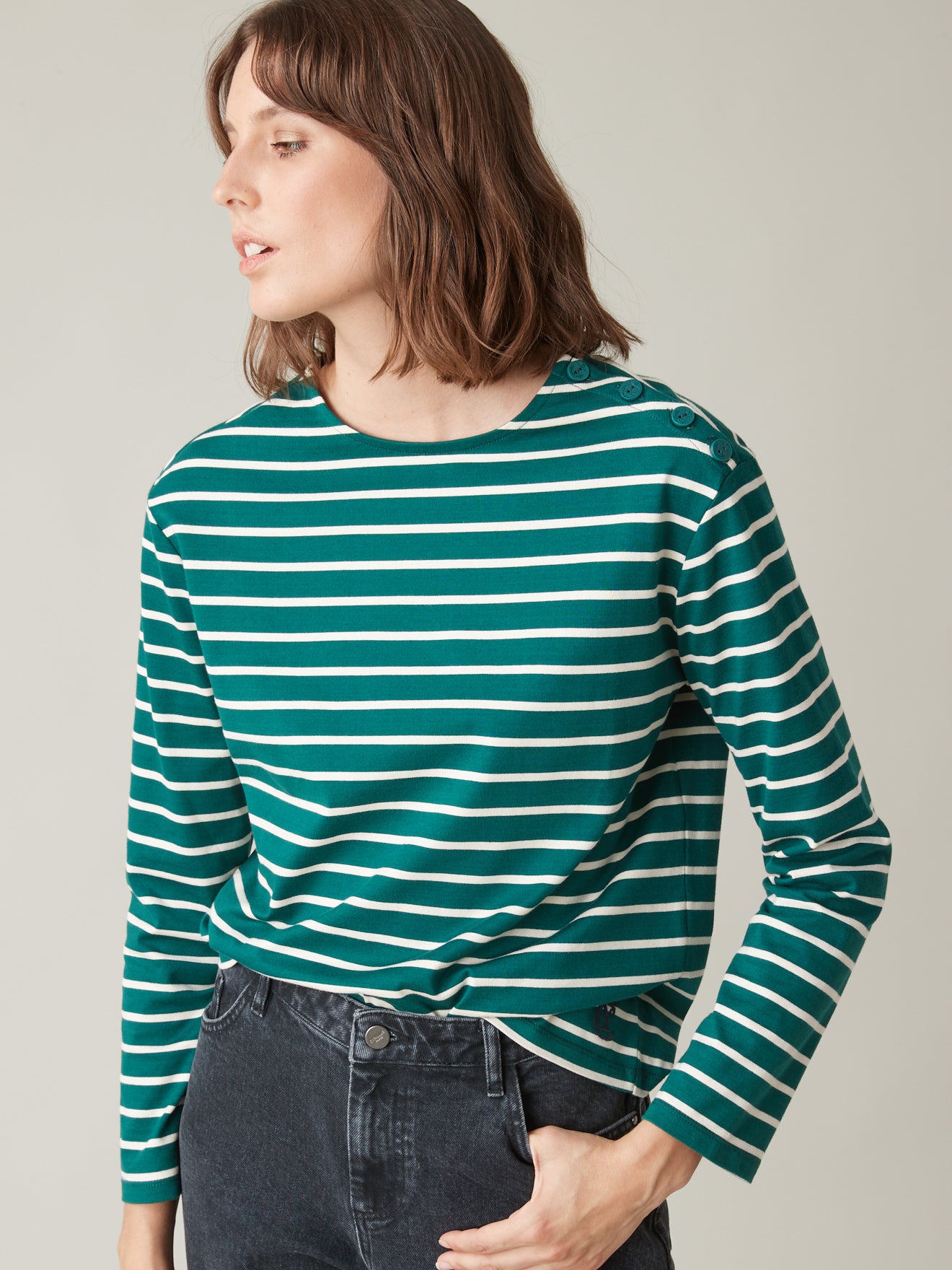 Damesshirt in marinestijl - biokatoen