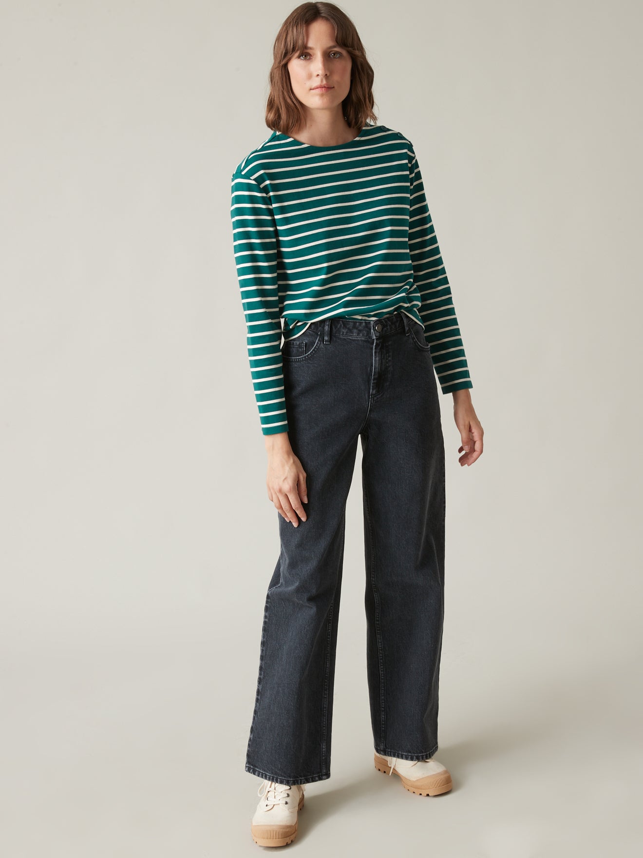 Damesshirt in marinestijl - biokatoen