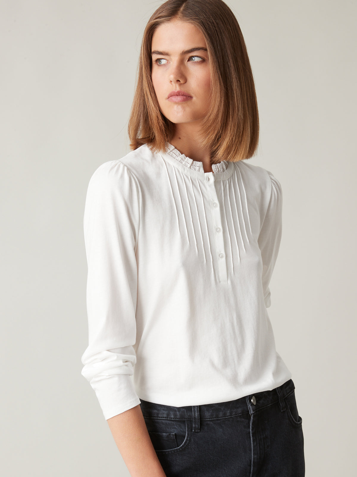 T-shirt col volanté femme modal et coton biologique