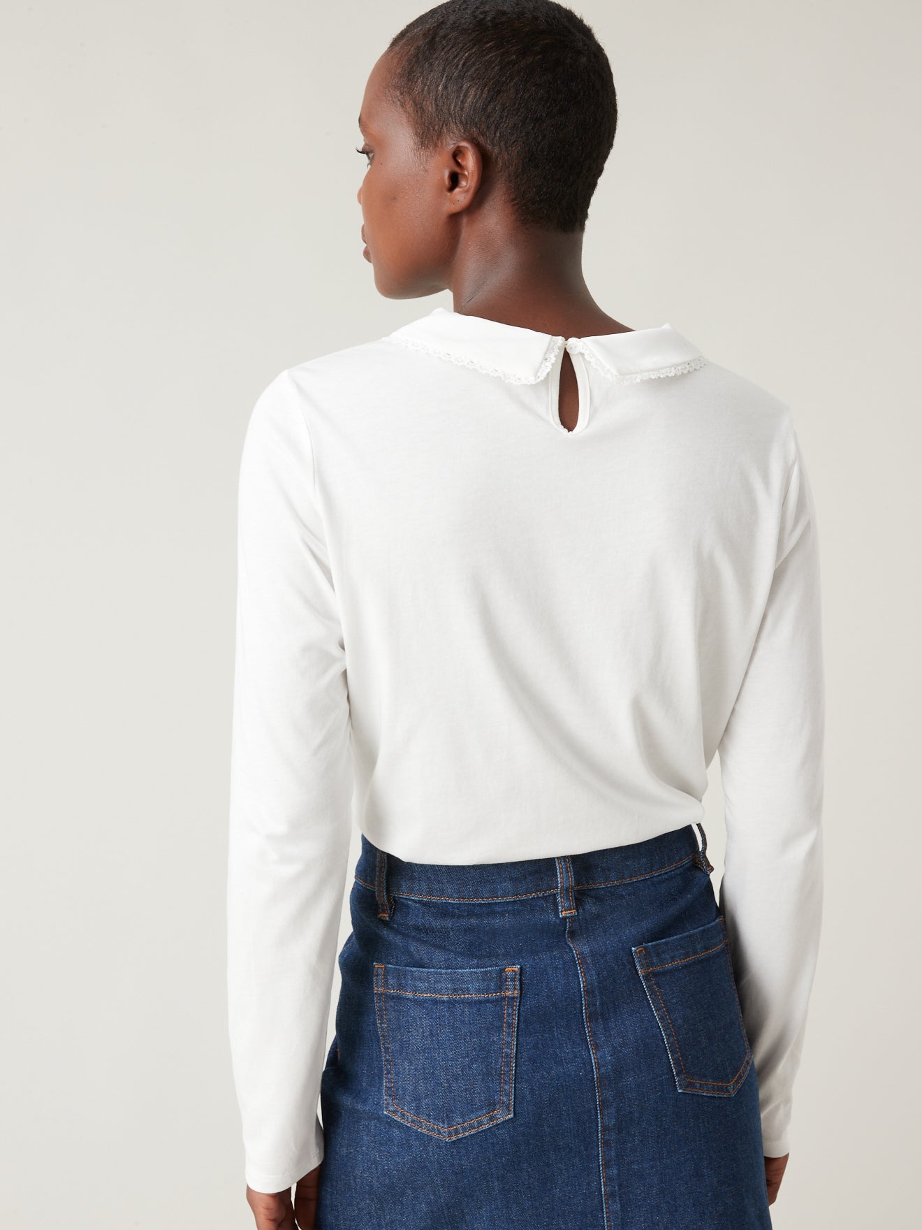 Damesshirt met claudinekraagje - modal en biokatoen