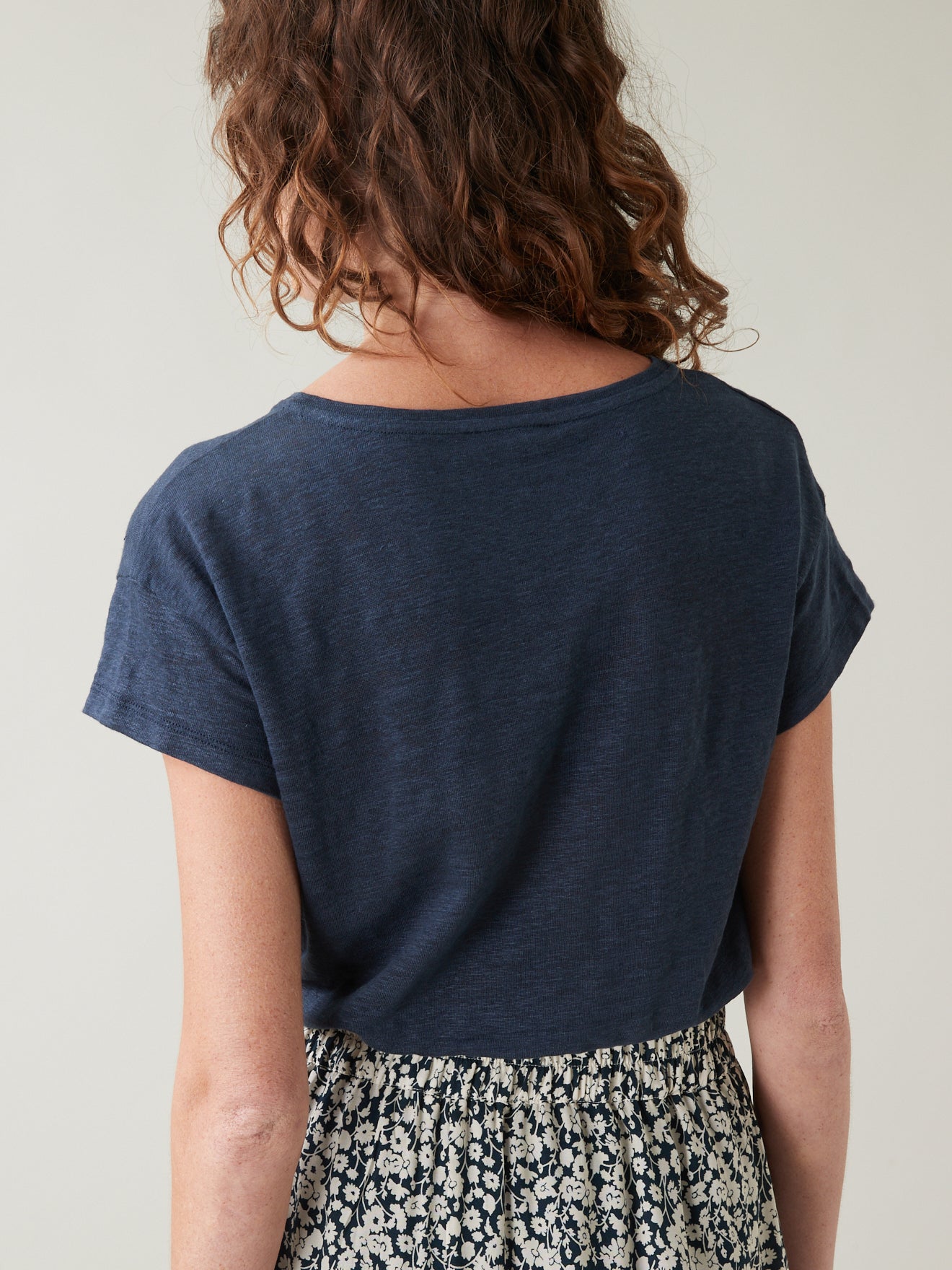 Linnen damesshirt met ronde hals
