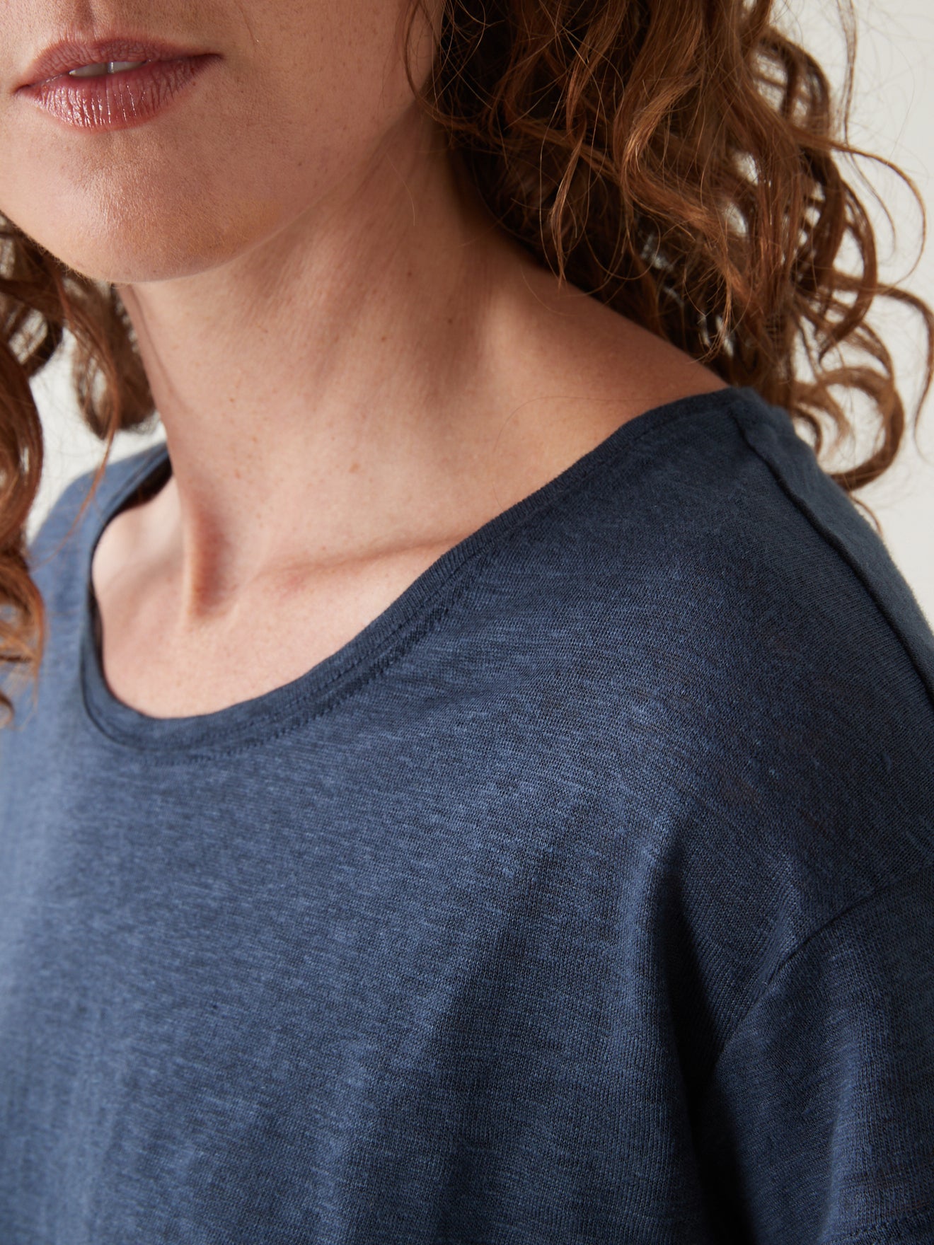 Linnen damesshirt met ronde hals