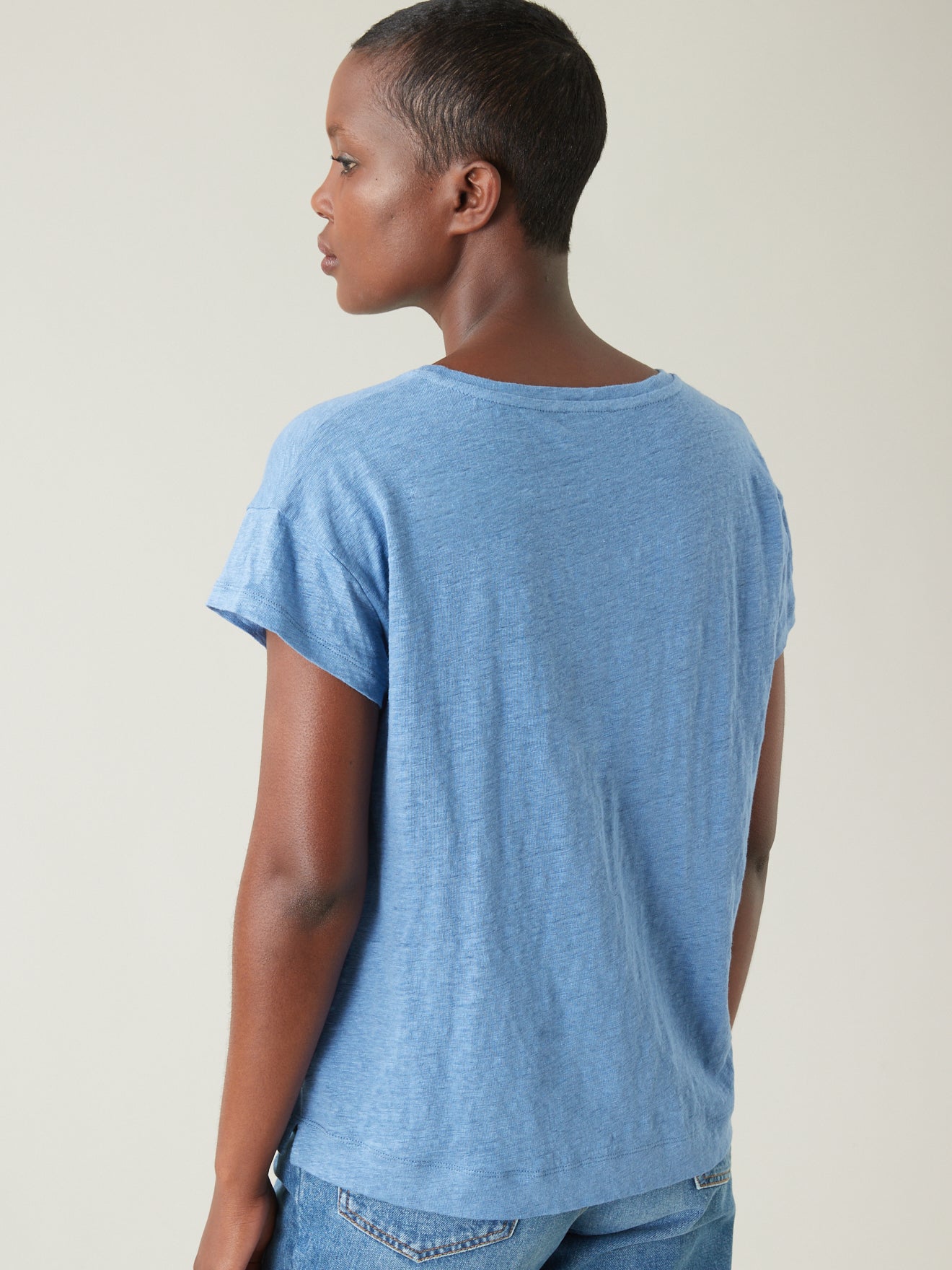 Linnen damesshirt met ronde hals