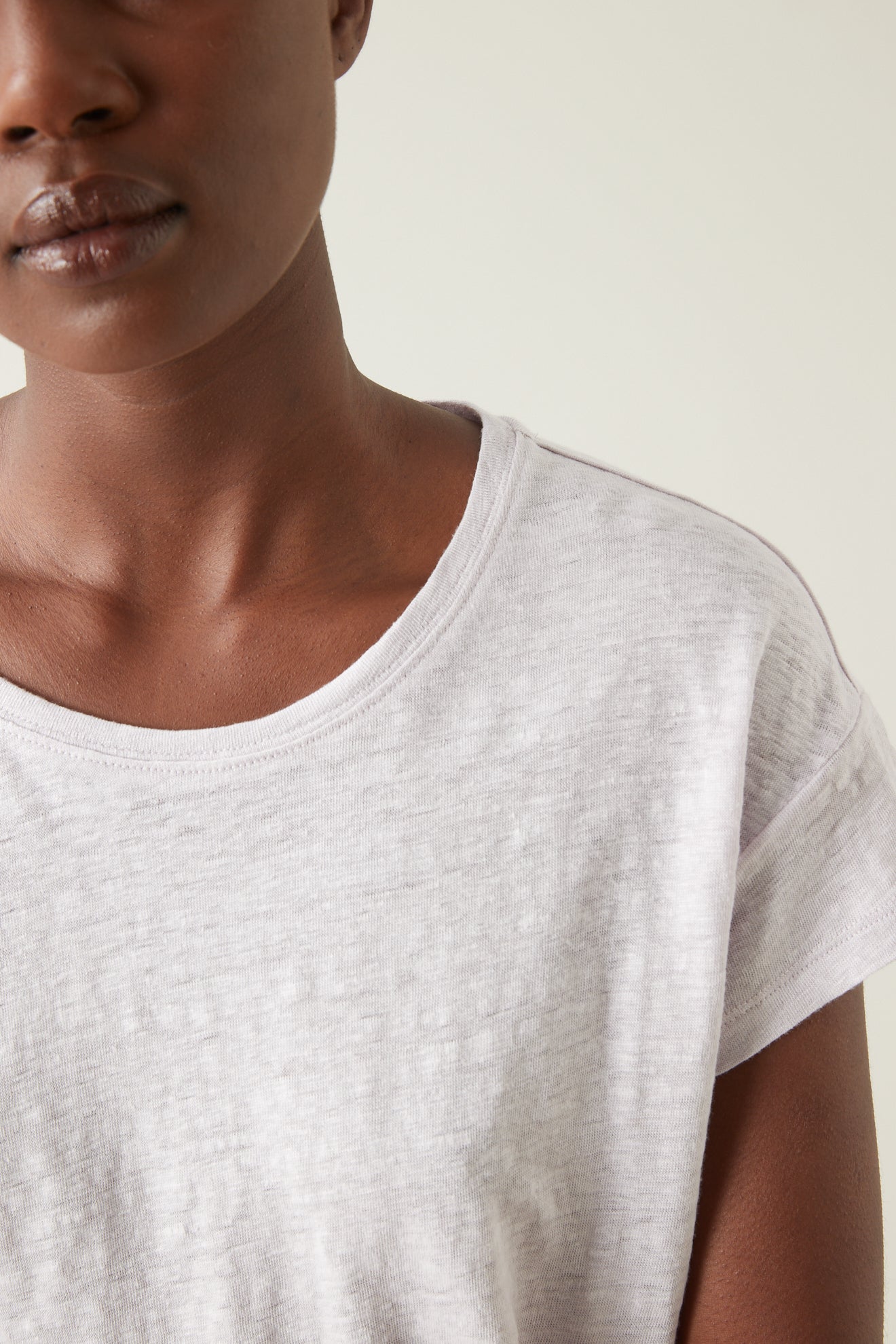 Linnen damesshirt met ronde hals