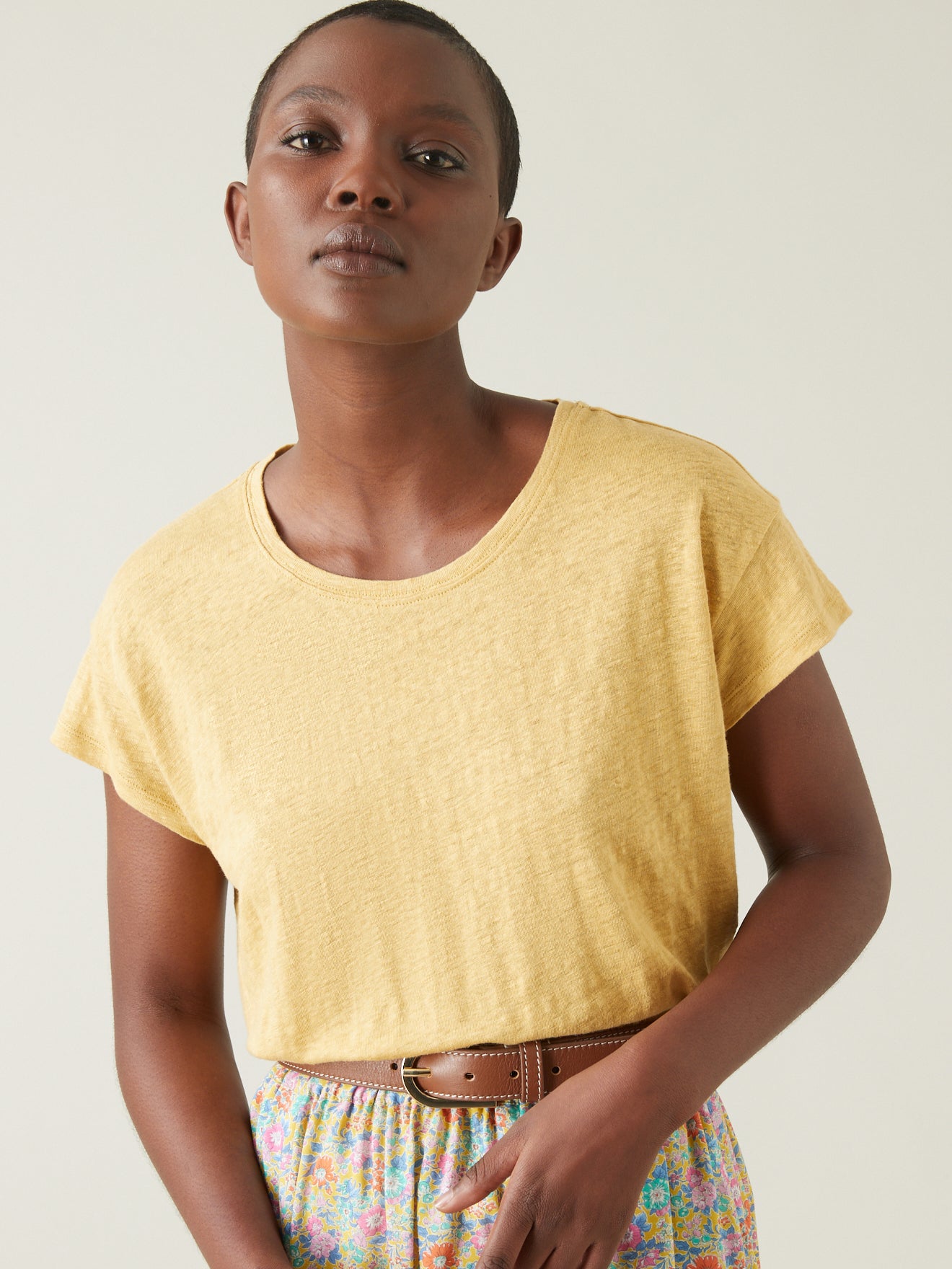 Linnen damesshirt met ronde hals