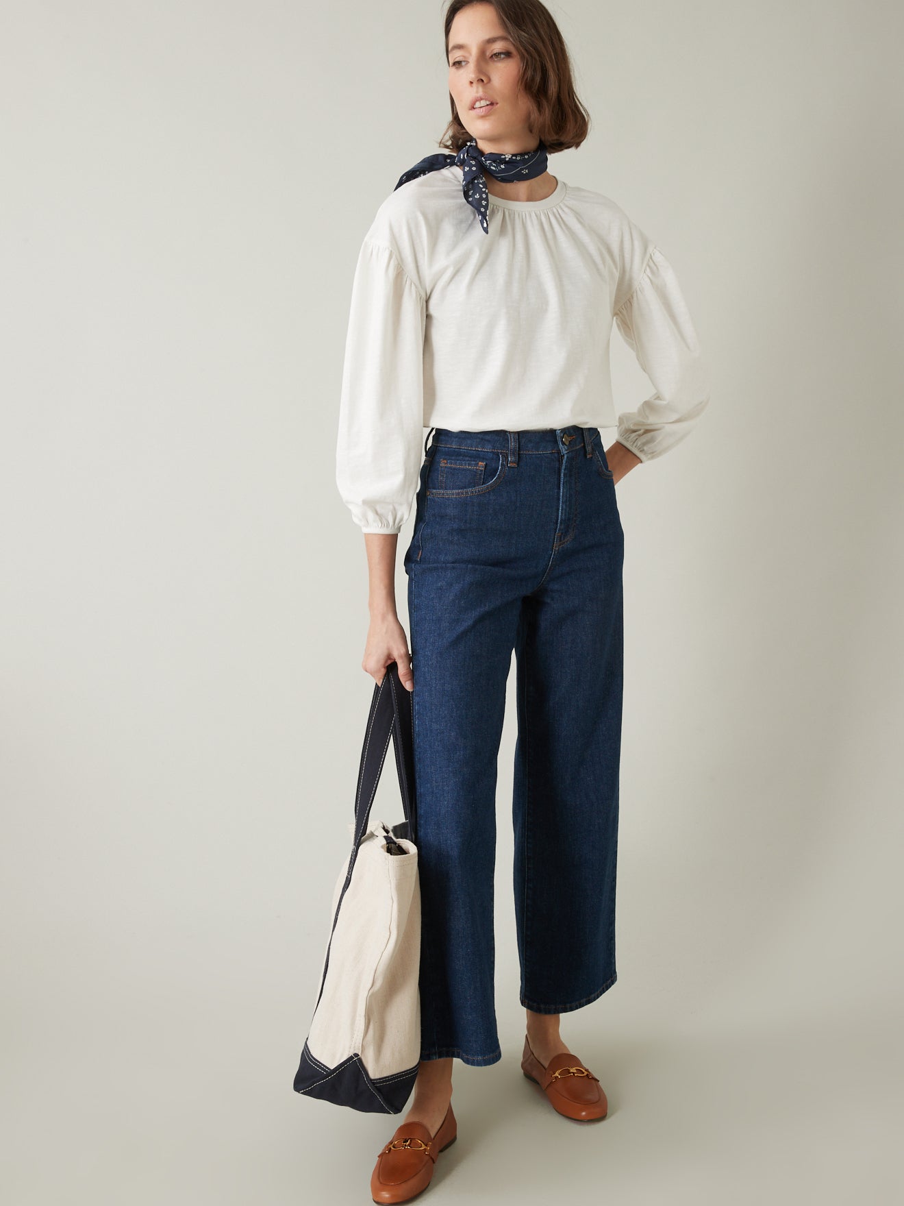 Damesshirt met ballonmouwen - biokatoen