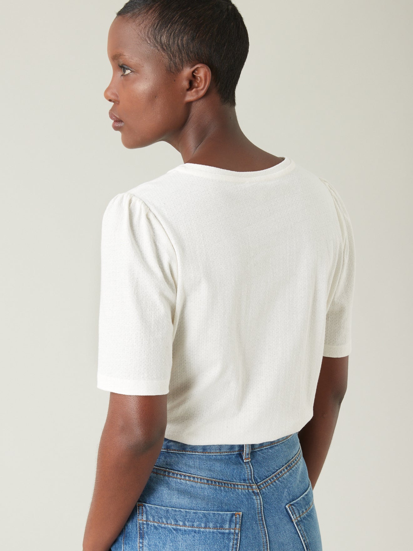 Damesshirt met jacquard - biokatoen